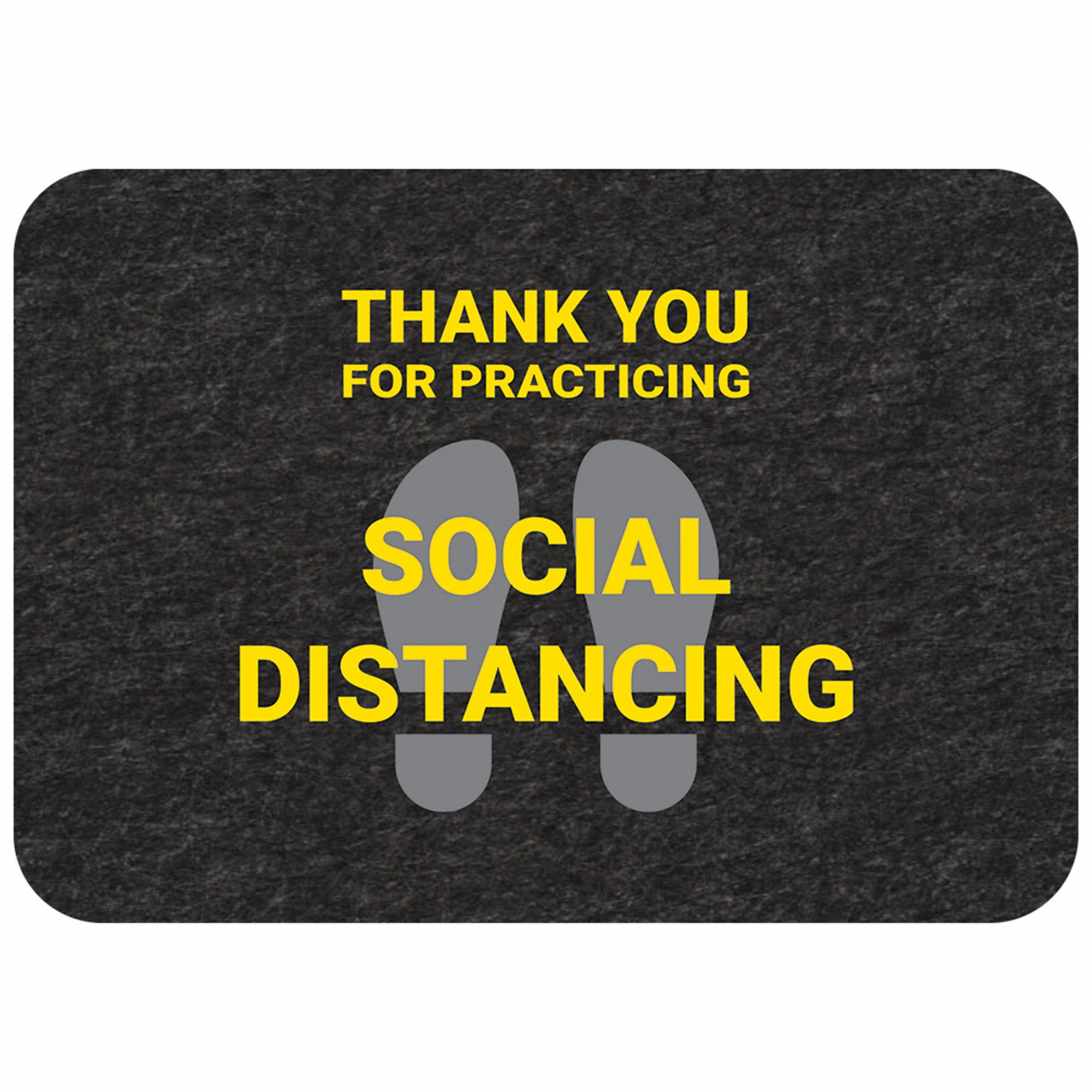 Floor Sign Mat: Thank you for Practicing Social Distancing, 2 ft x 17 in, 2 ft Overall Wd, 4 PK