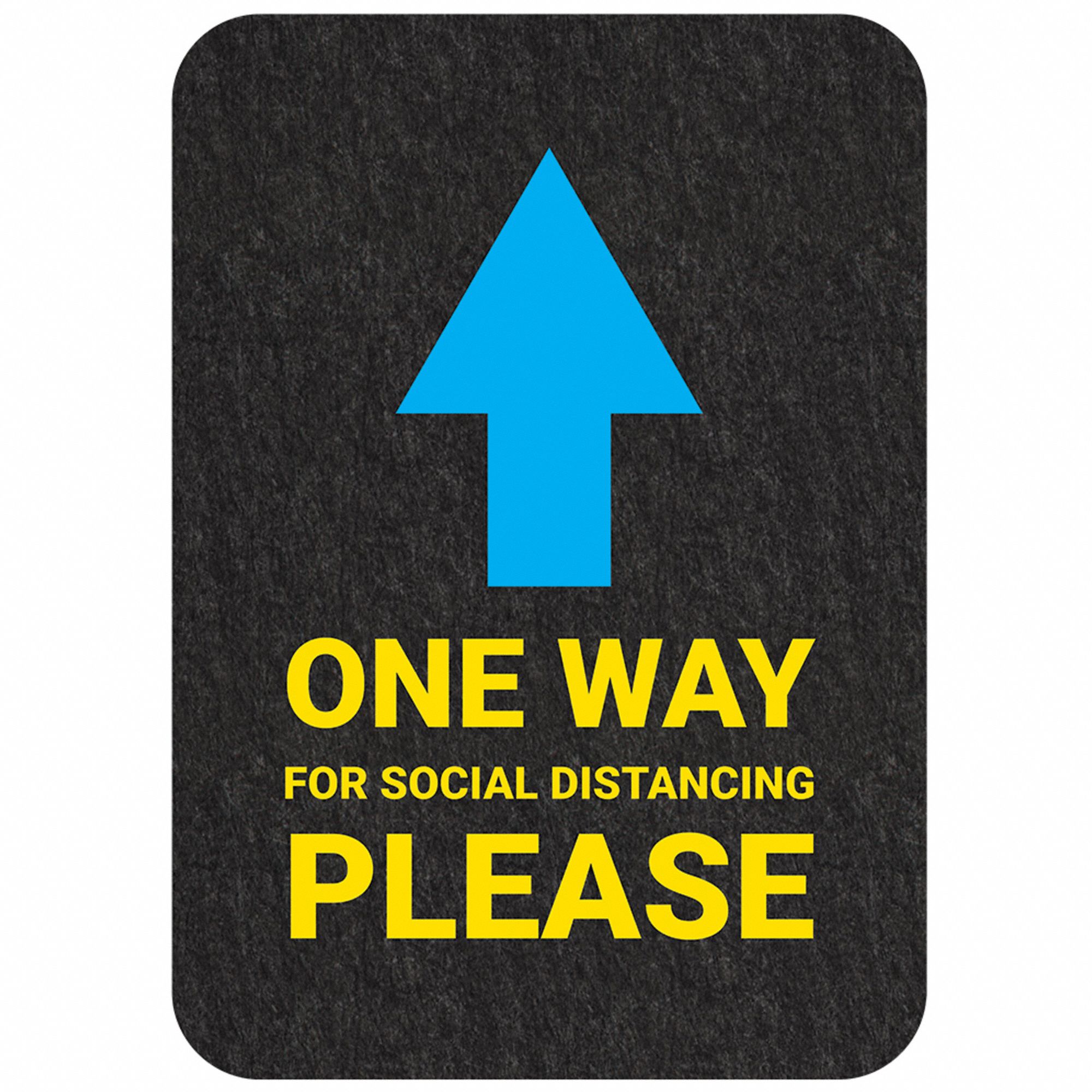 Floor Sign Mat: One Way for Social Distancing Please, 17 in x 2 ft, 17 in Overall Wd, GMM, 4 PK