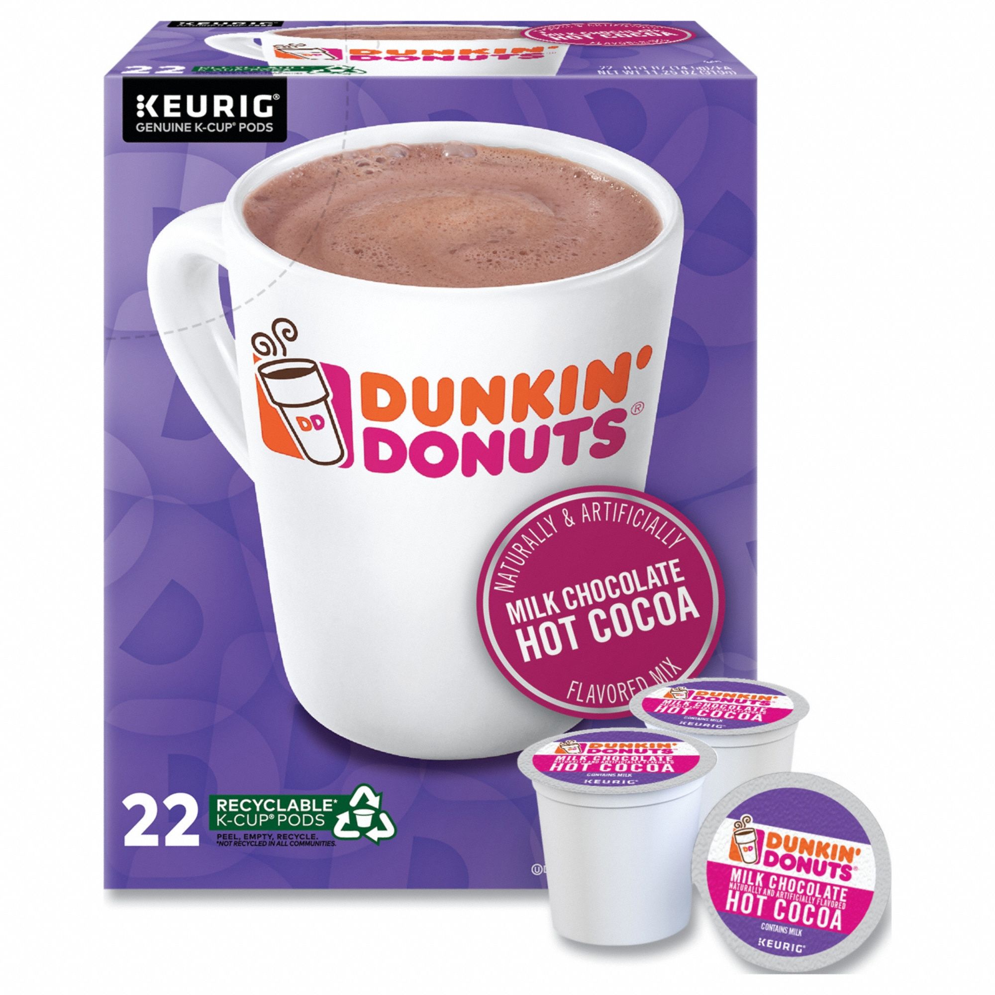 Hot Cocoa K-Cup: Non-Caffeinated, Milk Chocolate, Pod, 0.51 oz Pack Wt, Ground, 22 PK