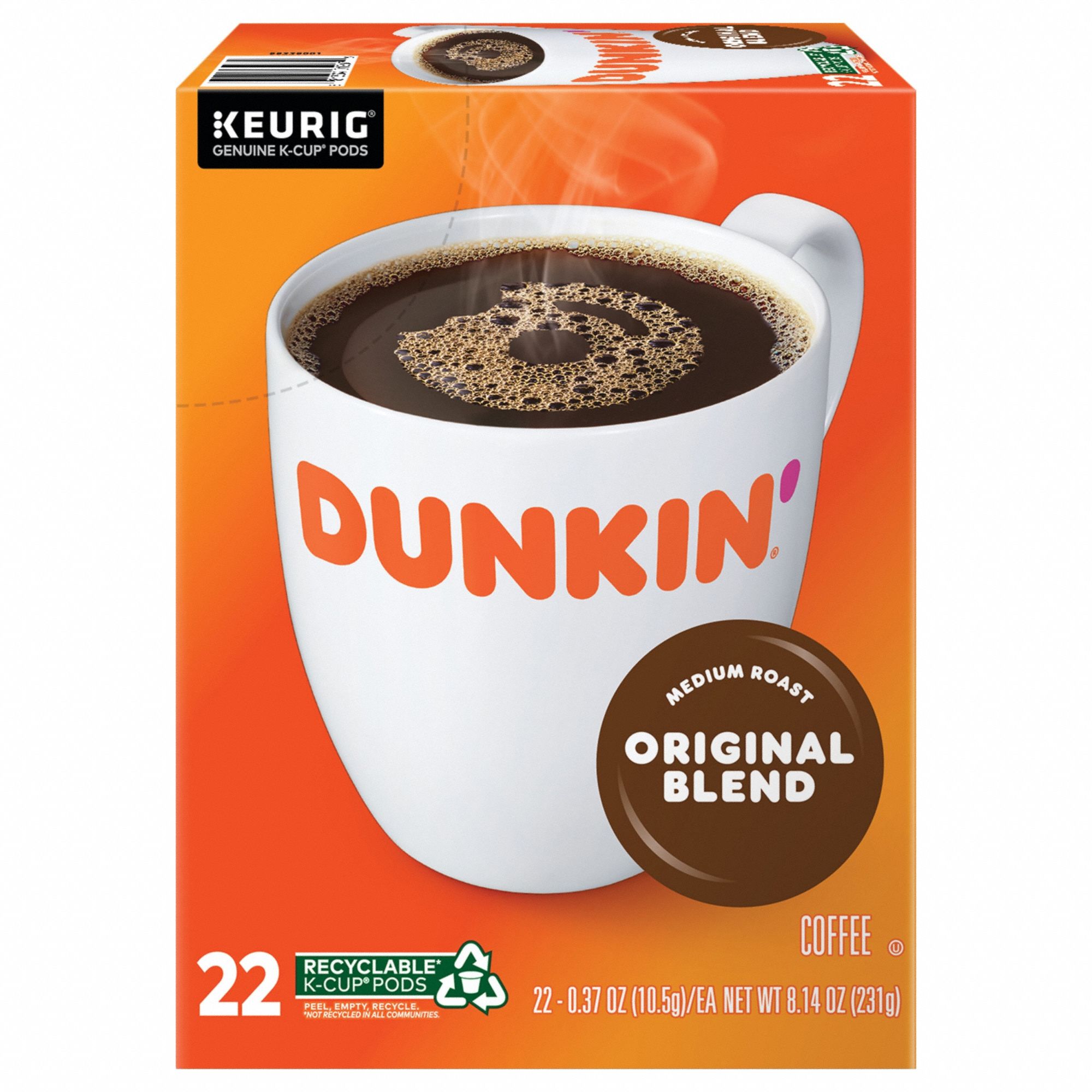 Coffee K-Cup: Caffeinated, Original, Pod, 0.37 oz Pack Wt, 8.14 oz Net Wt, 22 PK