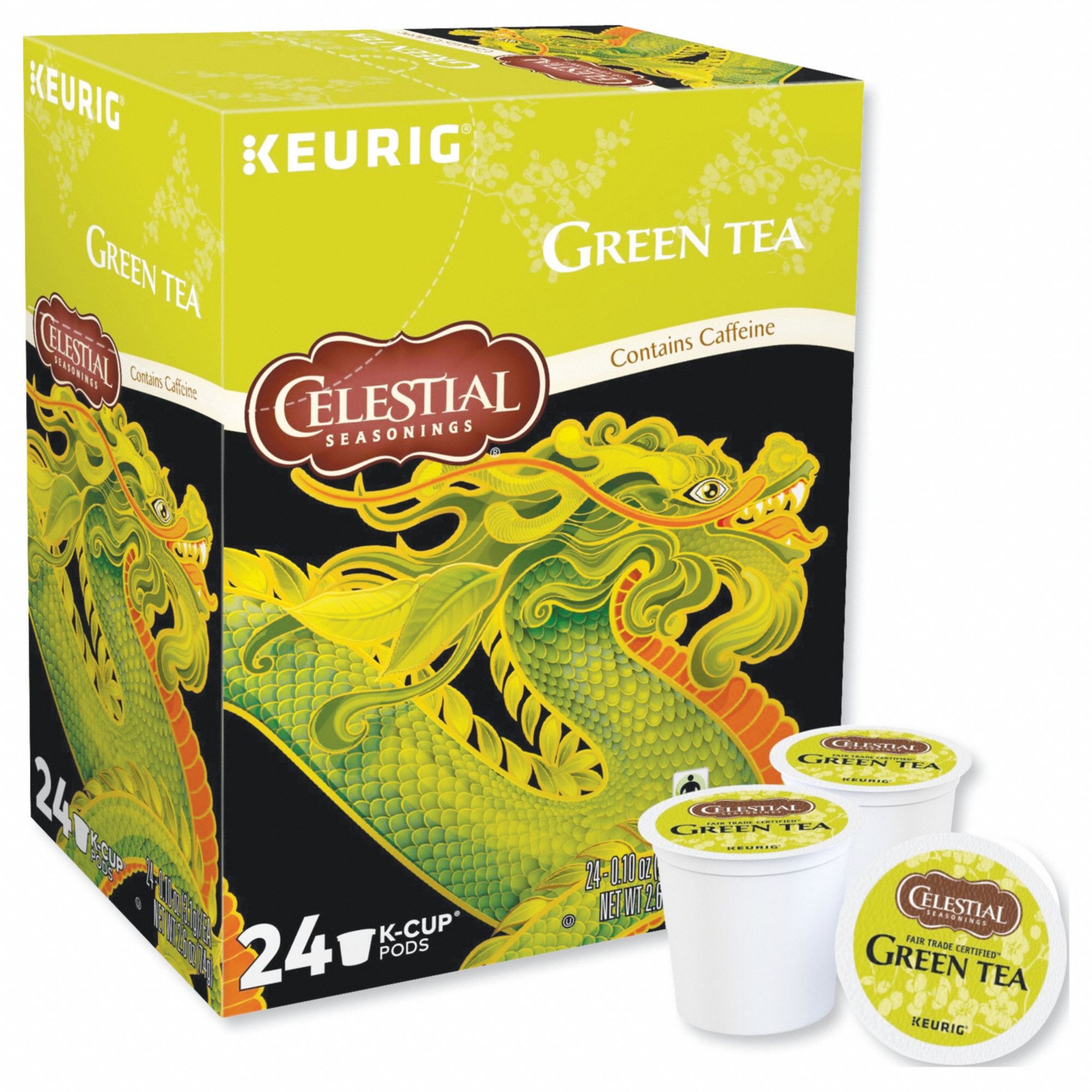 Tea: Green Tea, Pod Beverage Pack, Green, Caffeinated, Ground, 0.1 oz Pack Wt