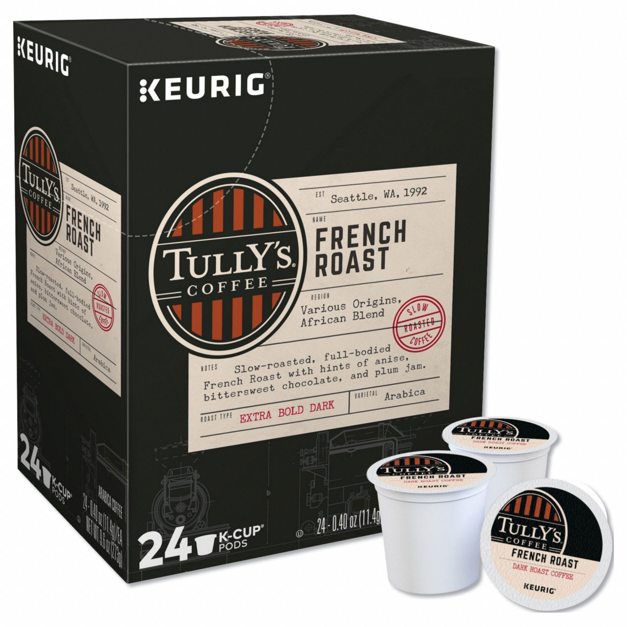Coffee: French Roast, Pod Beverage Pack, Dark, Caffeinated, Ground, 0.4 oz Pack Wt