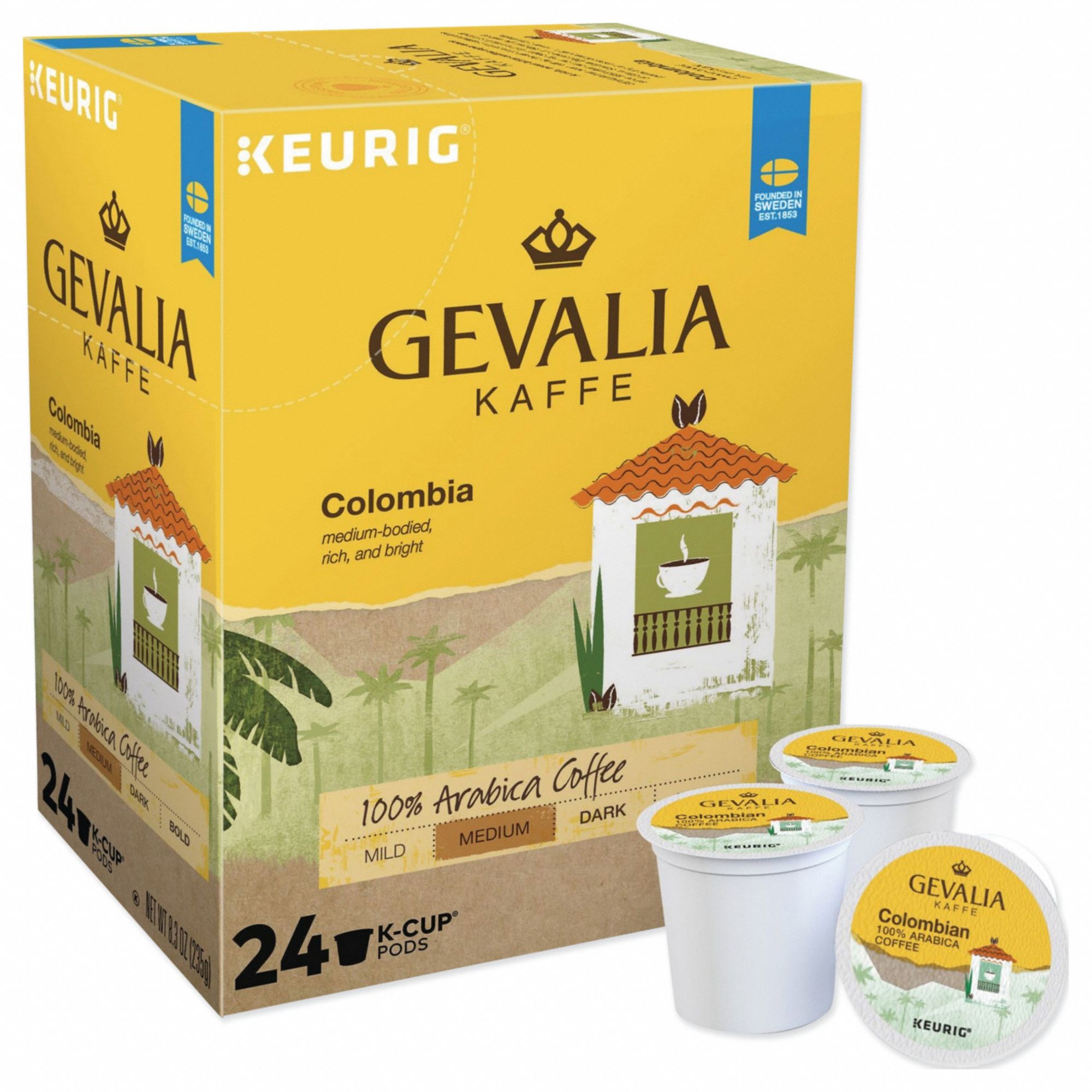 Coffee: Colombian, Pod Beverage Pack, Medium, Caffeinated, Ground, 0.35 oz Pack Wt