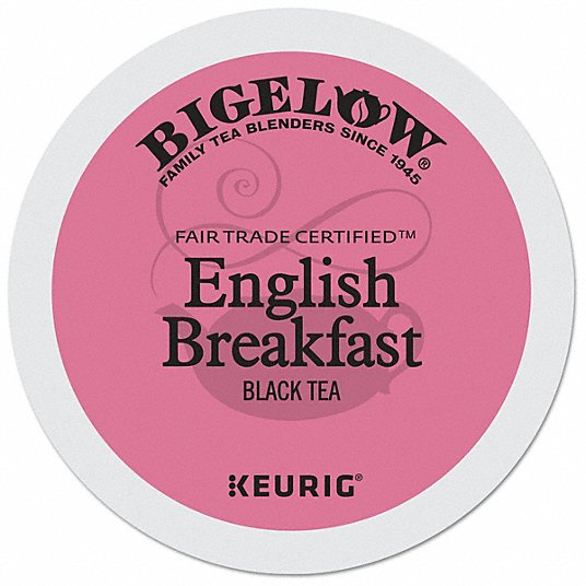Tea K-Cup: Caffeinated, Breakfast Blend, Pod, 0.1 oz Pack Wt, 2.4 oz Net Wt, Black, 24 PK