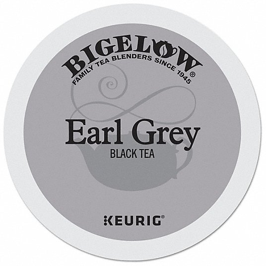 Tea K-Cup: Caffeinated, Earl Grey Black Tea, Pod, 0.1 oz Pack Wt, 2.4 oz Net Wt, 24 PK
