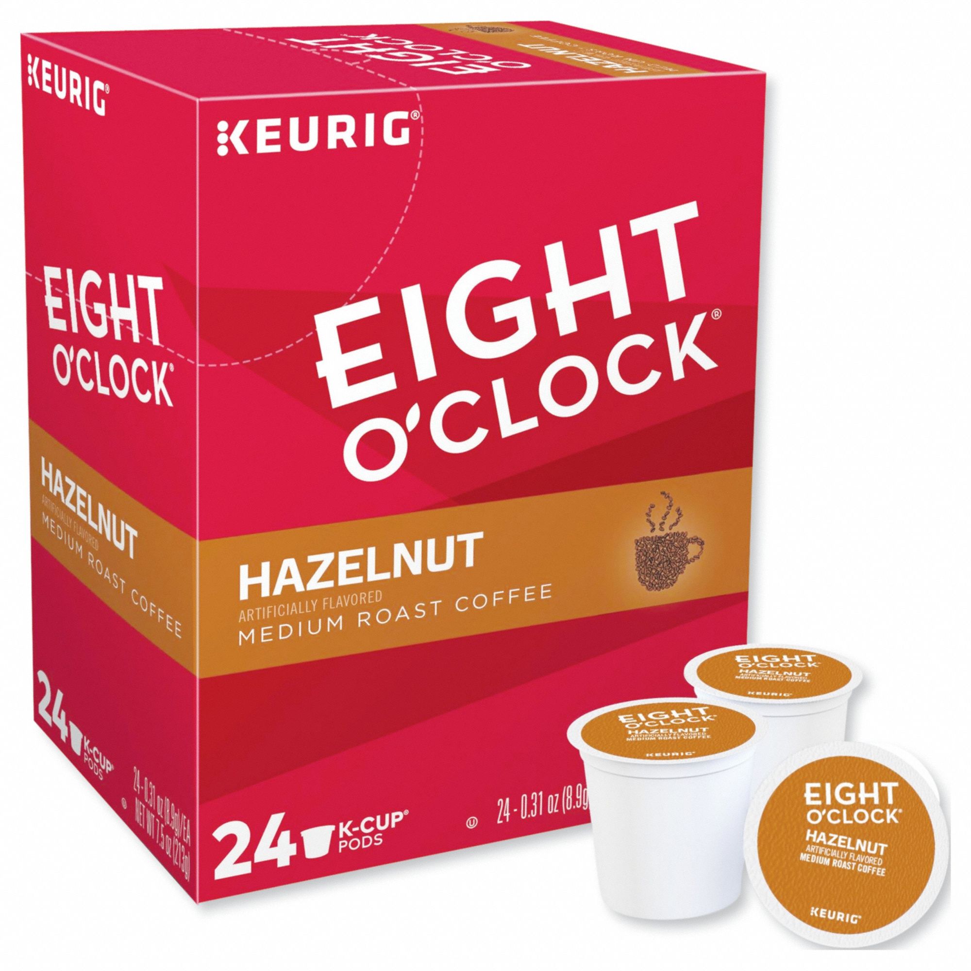 Coffee K-Cup: Caffeinated, Hazelnut, Pod, 0.31 oz Pack Wt, 1.86 lb Net Wt, 96 PK