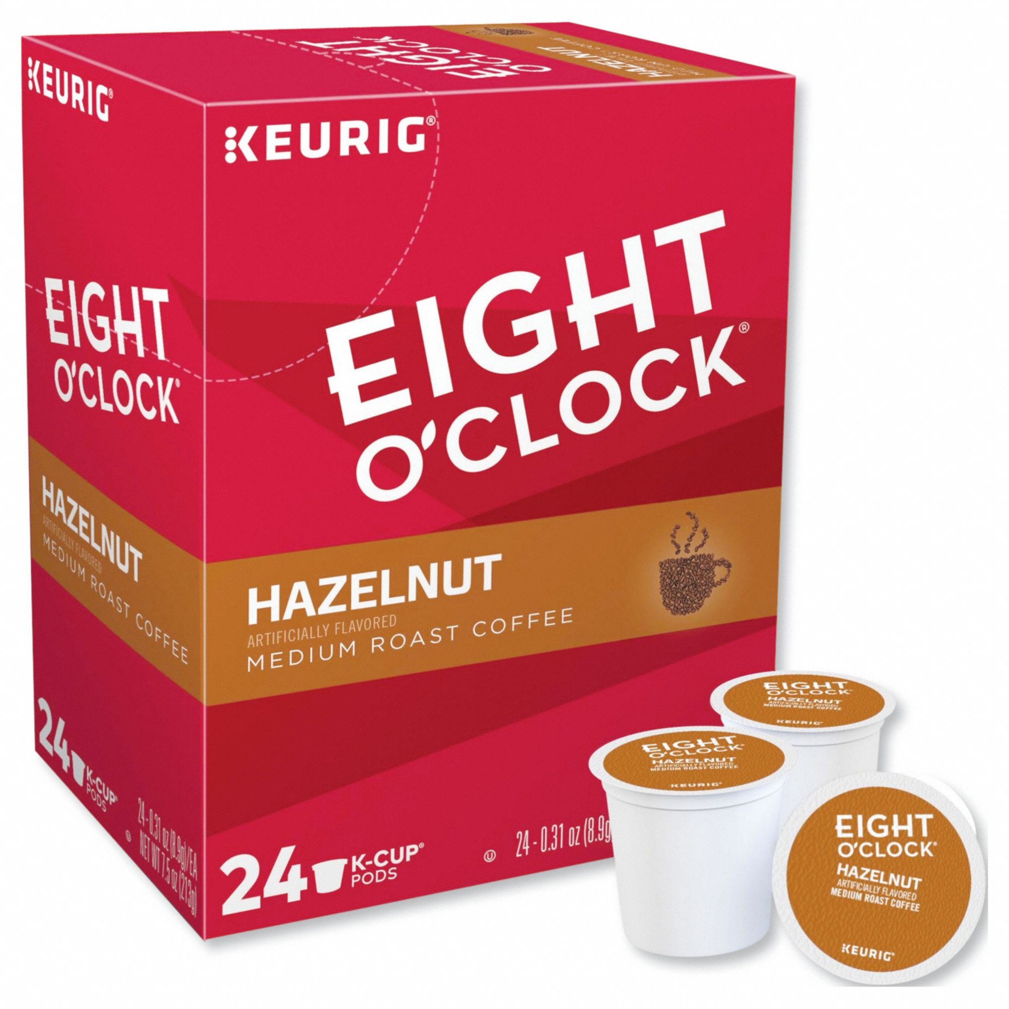 Coffee K-Cup: Caffeinated, Hazelnut, Pod, 0.31 oz Pack Wt, 7.44 oz Net Wt, 24 PK