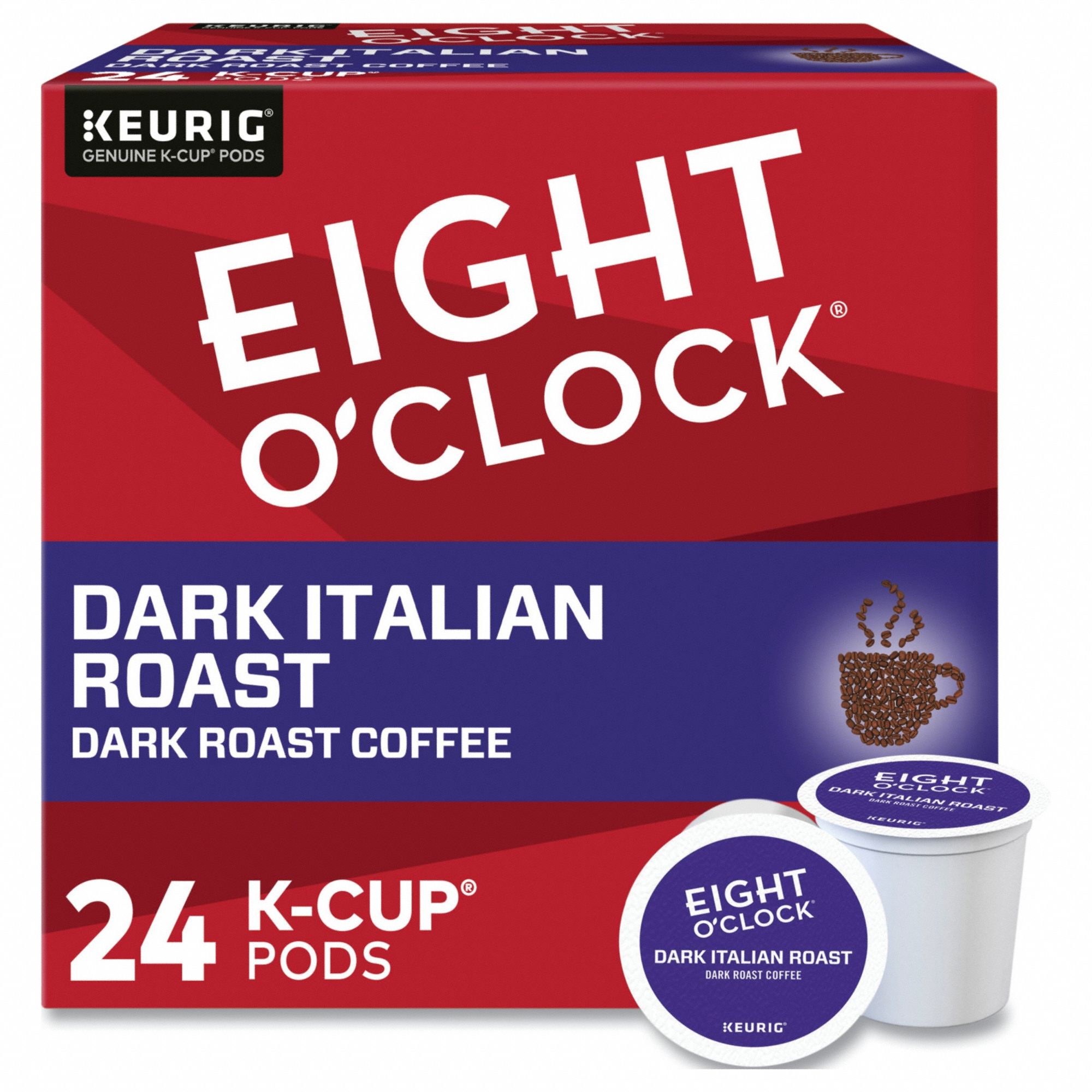 Coffee K-Cup: Caffeinated, Italian Roast, Pod, 0.34 oz Pack Wt, 8.16 oz Net Wt, 24 PK