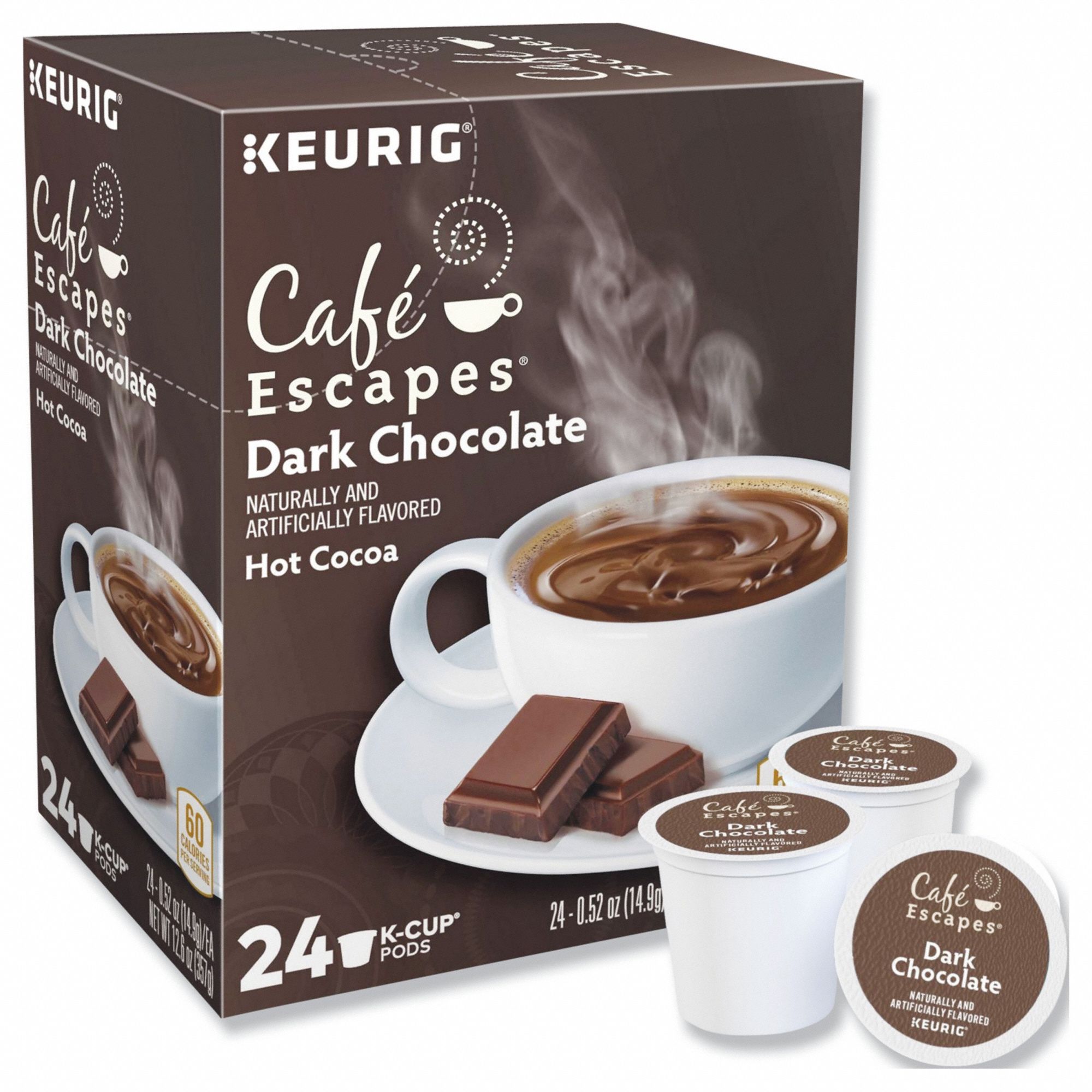 Hot Cocoa: Dark Chocolate, Pod Beverage Pack, Non-Caffeinated, Ground, 0.52 oz Pack Wt