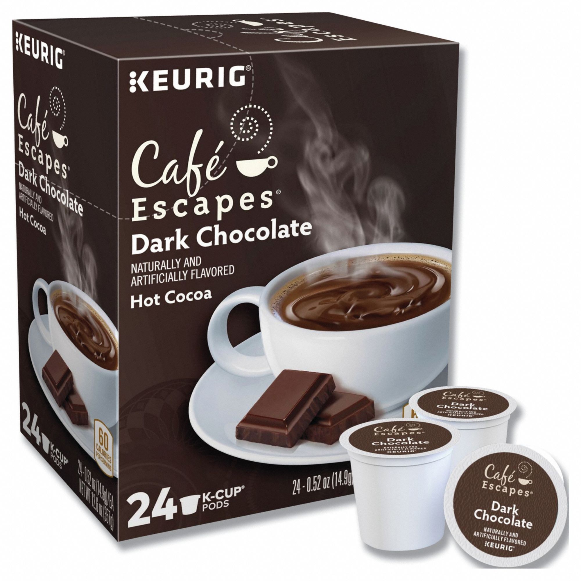 Hot Cocoa: Dark Chocolate, Pod Beverage Pack, Non-Caffeinated, Ground, 0.52 oz Pack Wt
