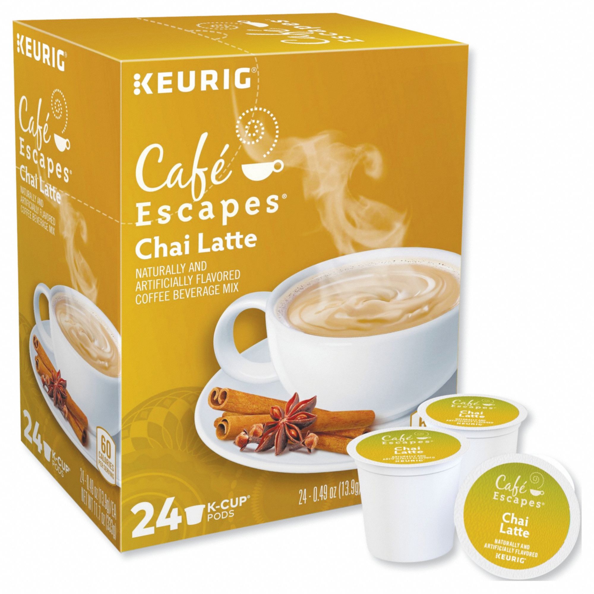 Tea: Chai Latte, Pod Beverage Pack, Chai, Caffeinated, Ground, 0.49 oz Pack Wt