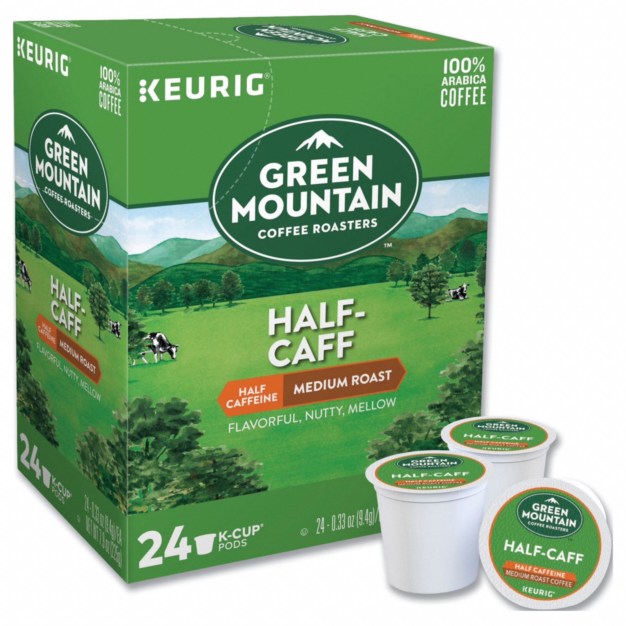 Coffee: Half Caff, Pod Beverage Pack, Medium, Half-Caffeinated, Ground