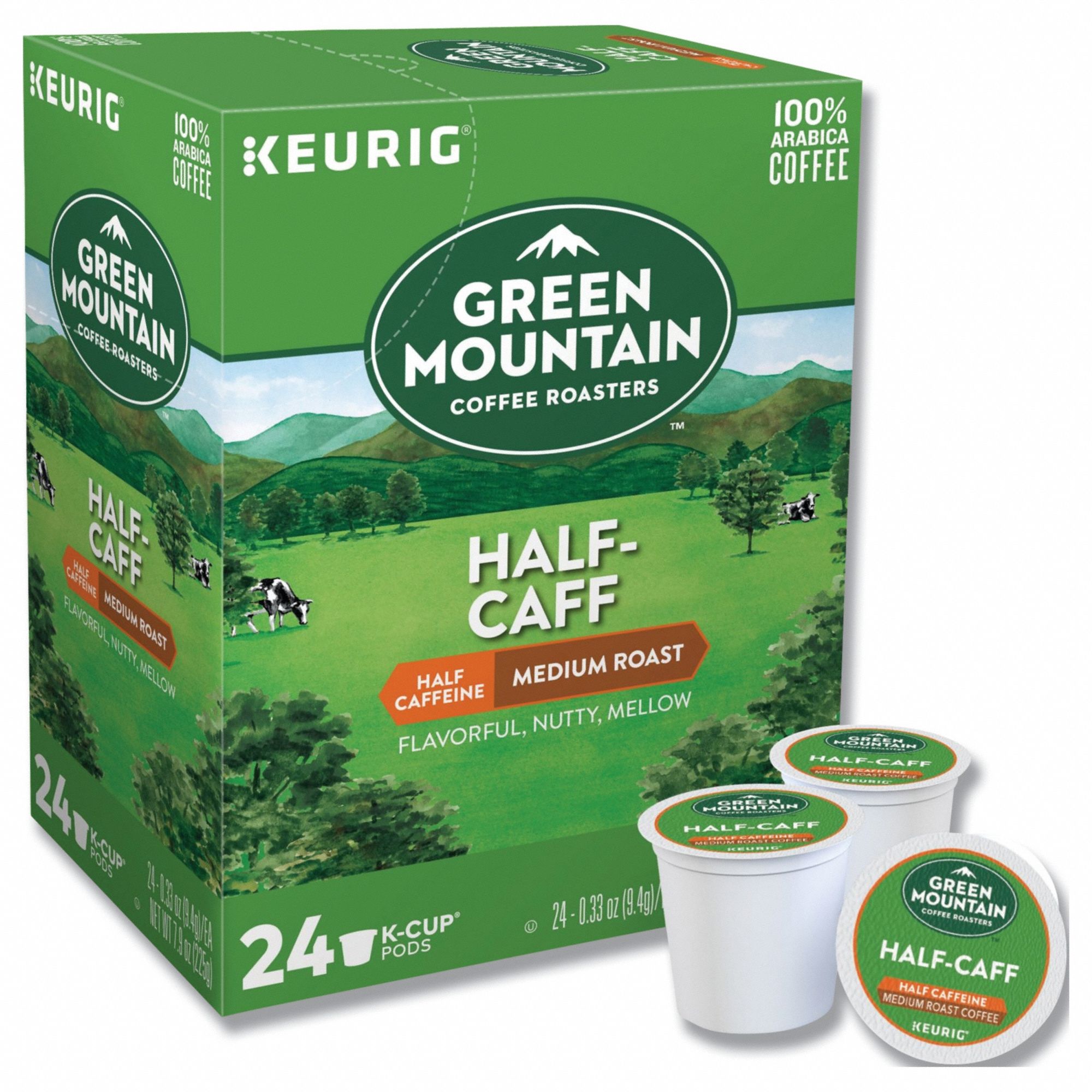 Coffee: Half Caff, Pod Beverage Pack, Medium, Half-Caffeinated, Ground