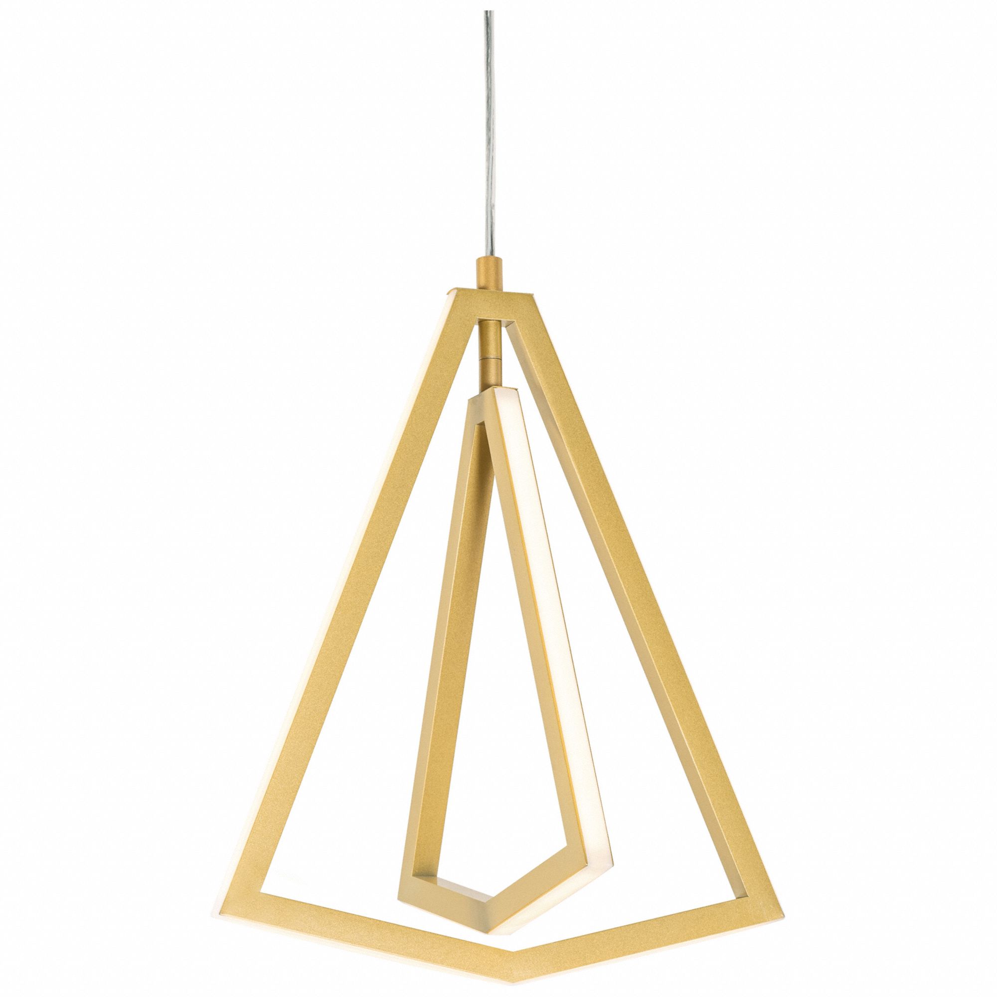 Pendant: 12 5/8 in Dia, 14 7/8 in Ht, Gold, 1, 000 lm, 3000K, 20 W, 120V AC, Dimmable
