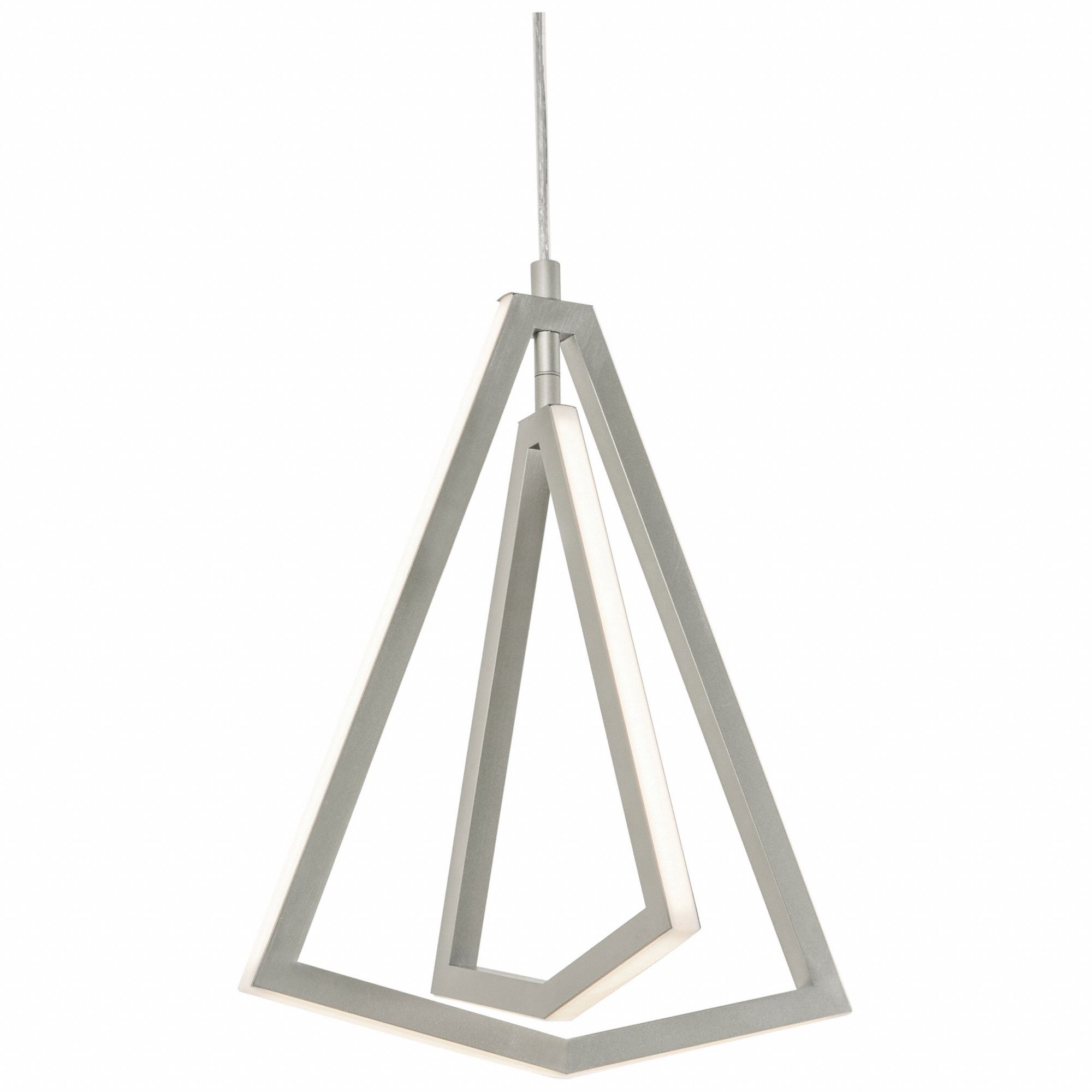 Pendant: 12 5/8 in Dia, 14 7/8 in Ht, Satin Nickel, 1, 000 lm, 3000K, 20 W, 120V AC