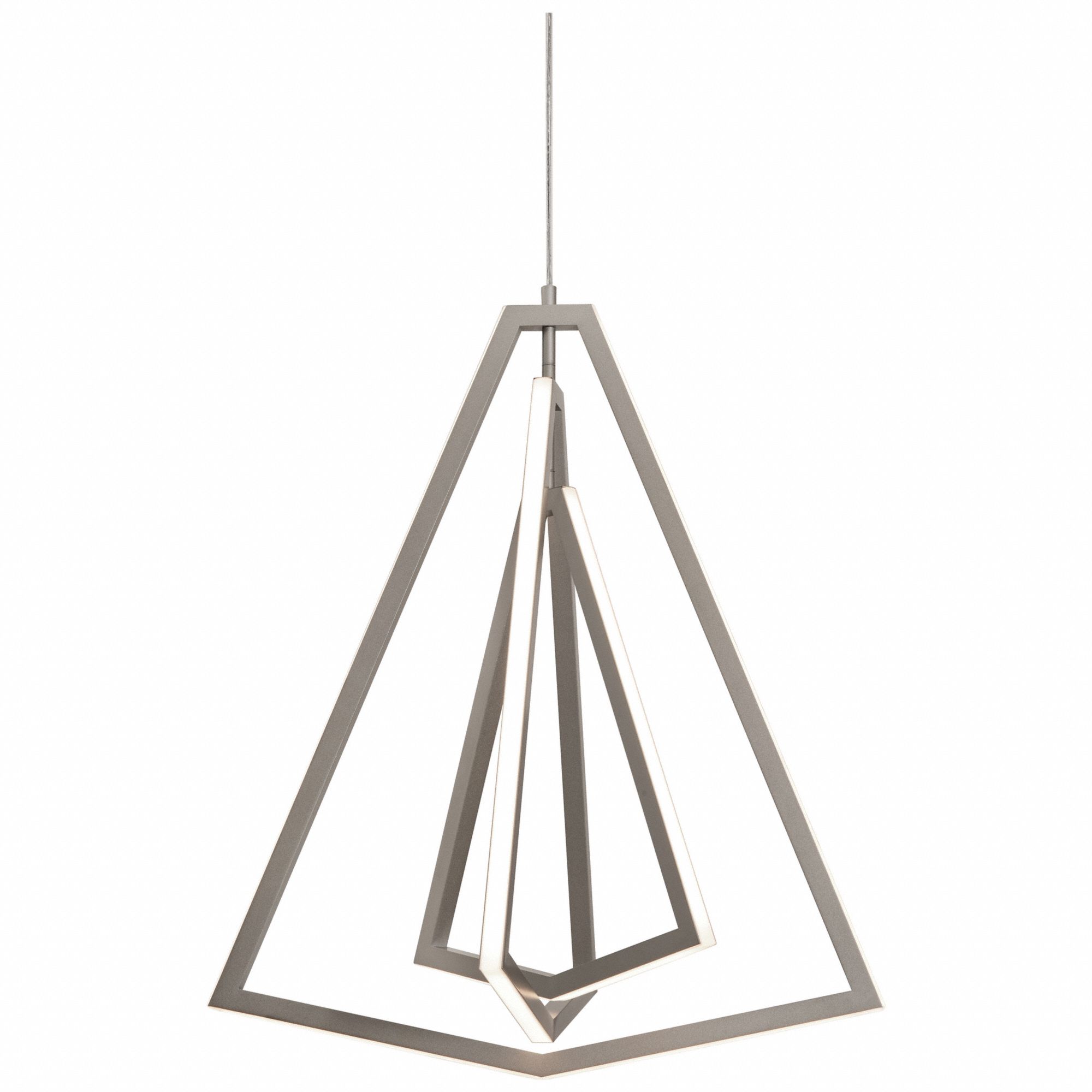 LEDPendant: 24 in Dia, 28 1/4 in Ht, Satin Nickel, 1, 620 lm, 3000K, 36 W, 120V AC, Dimmable