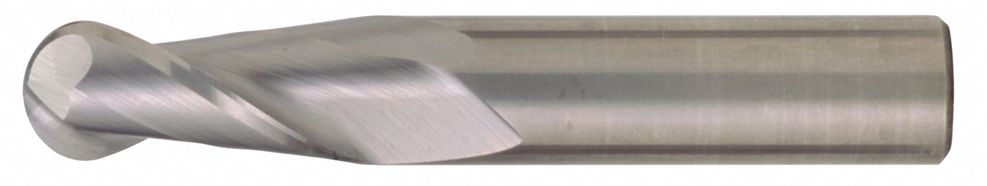 END MILL, BALL NOSE, 2 FLUTES, STRGHT SHANK 3/16 IN, BRIGHT, 2 X 5/32 IN, CARBIDE