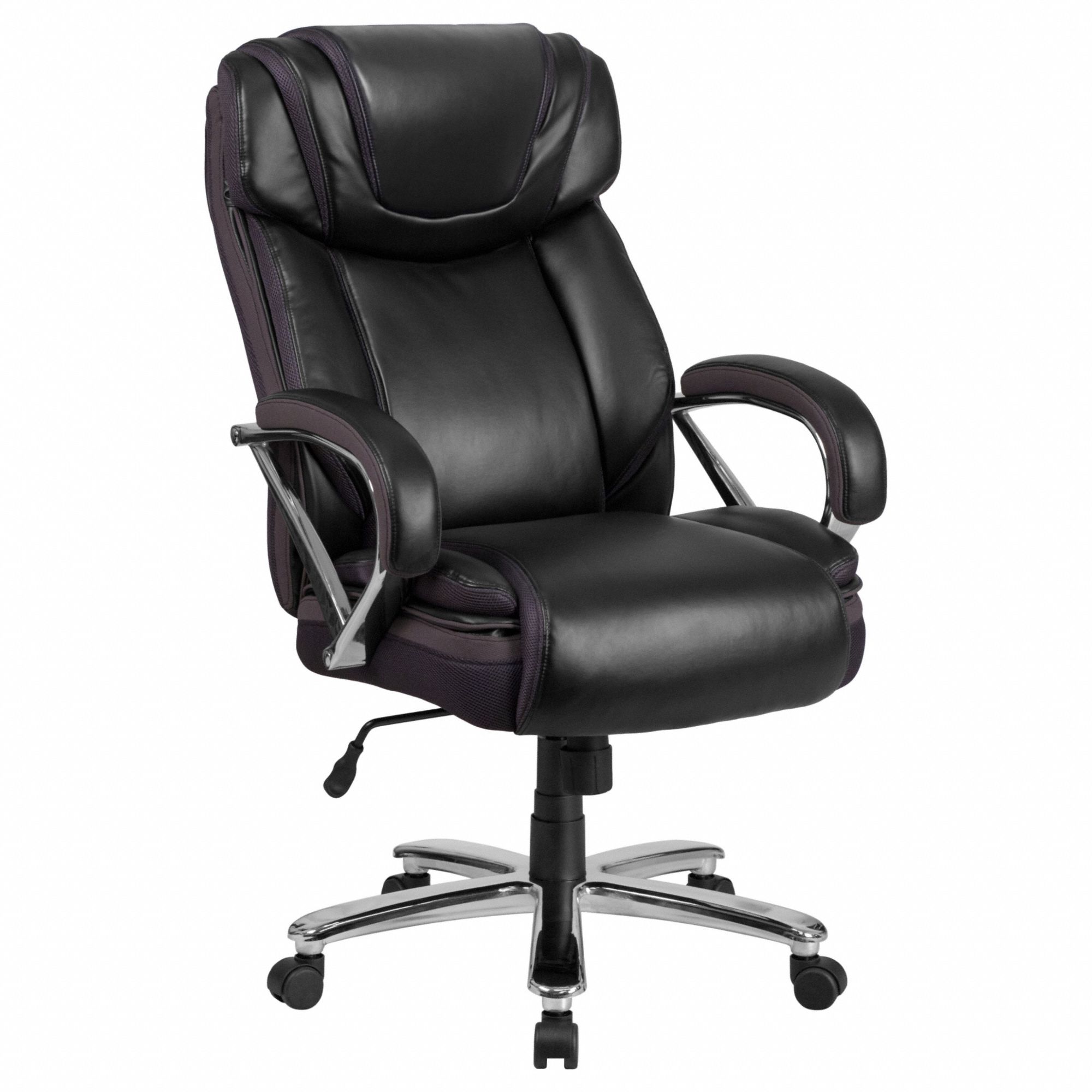 Office Chair: Hercules, Black, Faux Leather Material, 25 in Back Ht, 22 in Seat Wd