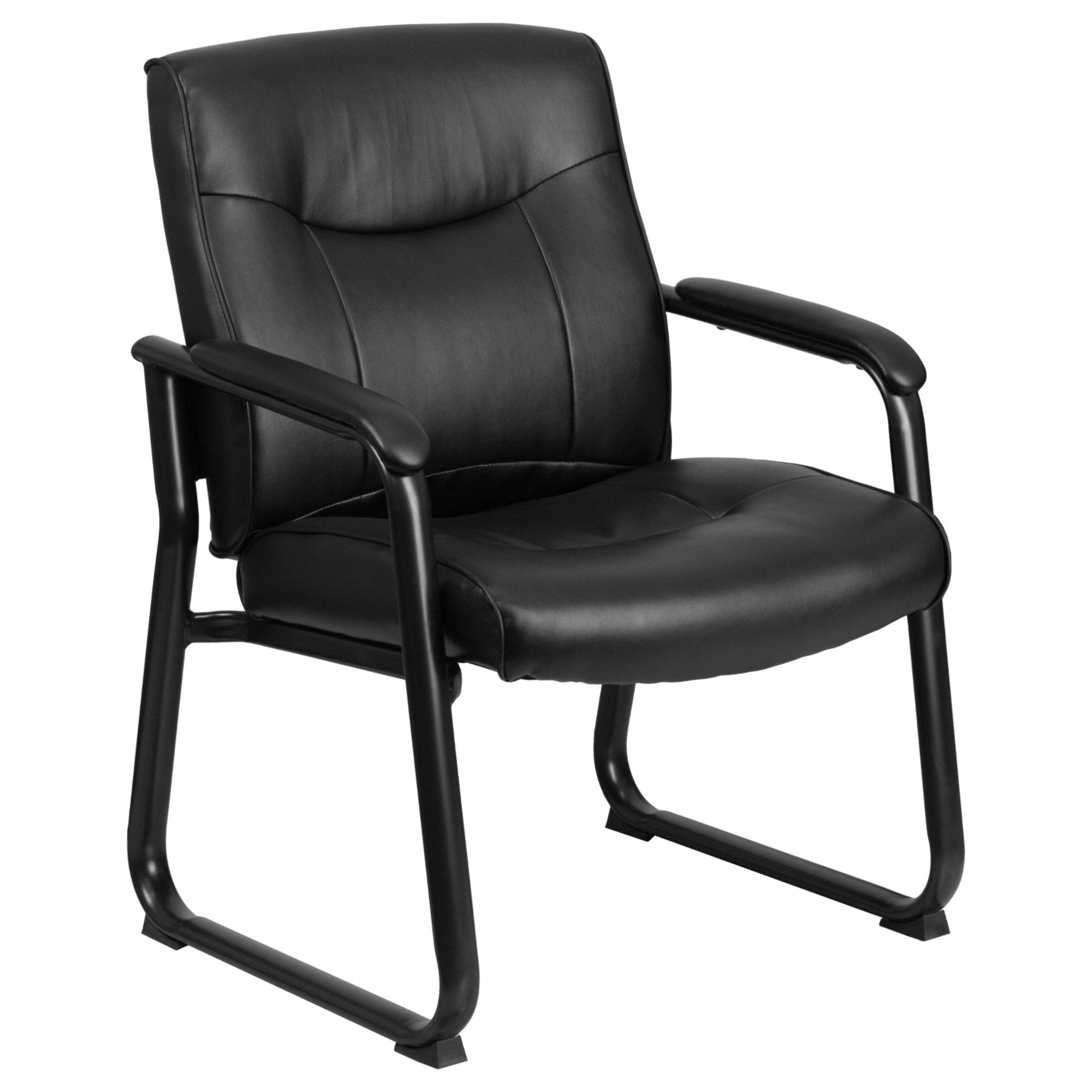 Frame Chair: Black, Black, 4 Casters/Glides, Sled Base/Waterfall Seat, 21 in Seat Dp