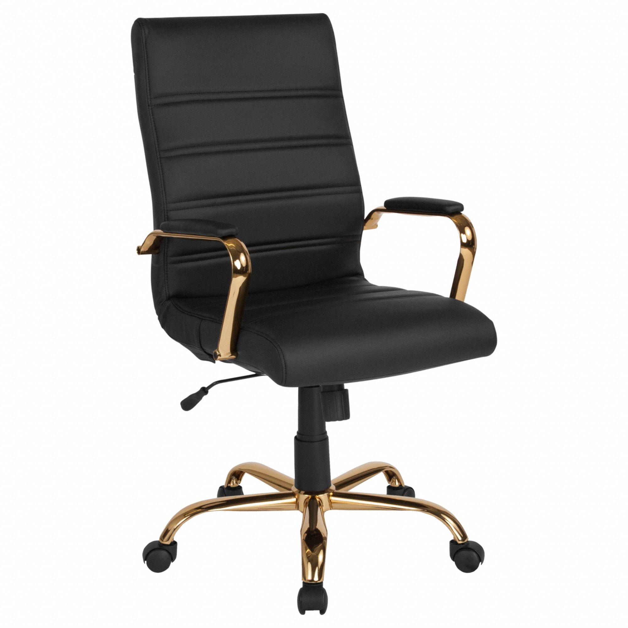 Office Chair: Whitney, Black, Faux Leather Material, 23 in Back Ht, 19 in Seat Wd