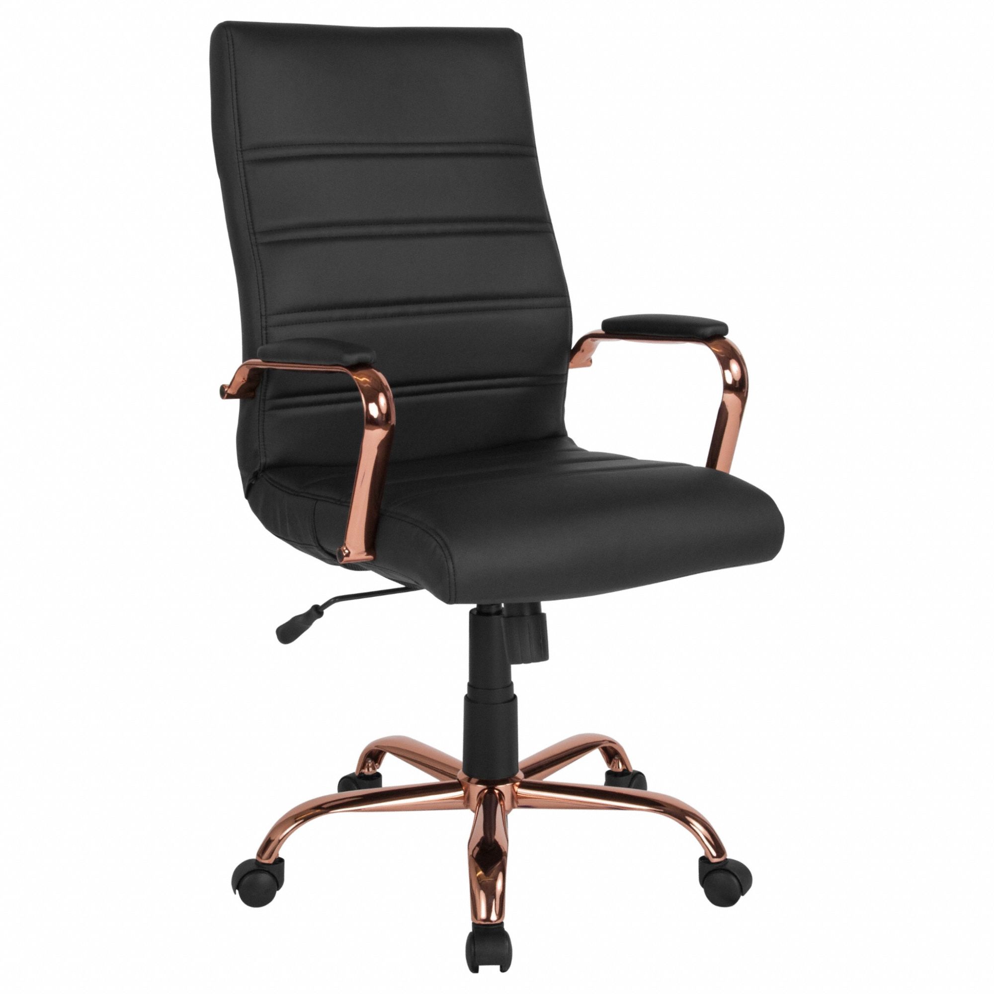 Office Chair: Whitney, Black, Faux Leather Material, 23 in Back Ht, 19 in Seat Wd