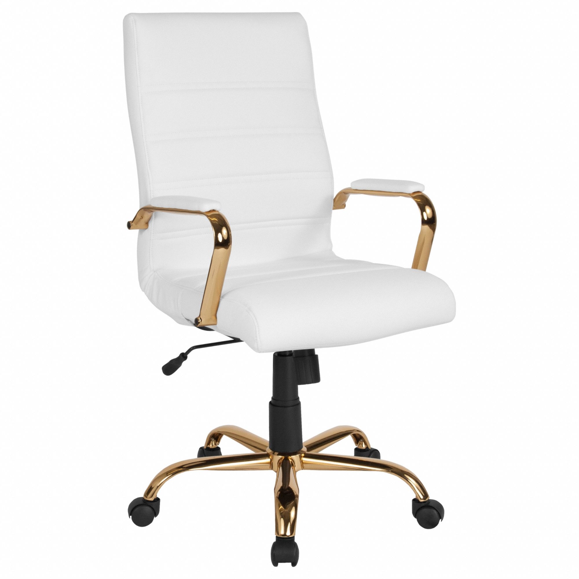 Office Chair: Whitney, White, Faux Leather Material, 23 in Back Ht, 19 in Seat Wd