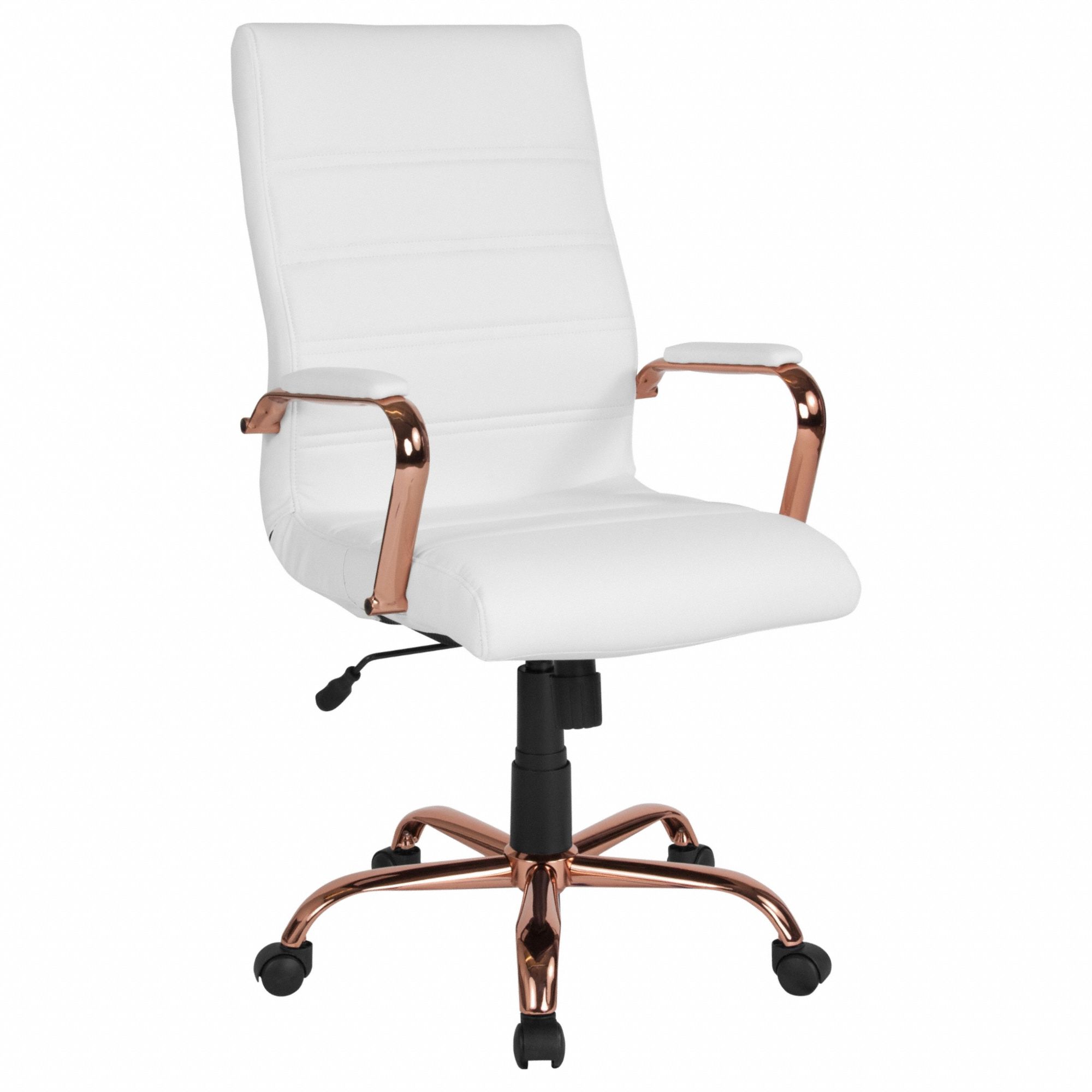 Office Chair: Whitney, White, Faux Leather Material, 23 in Back Ht, 19 in Seat Wd