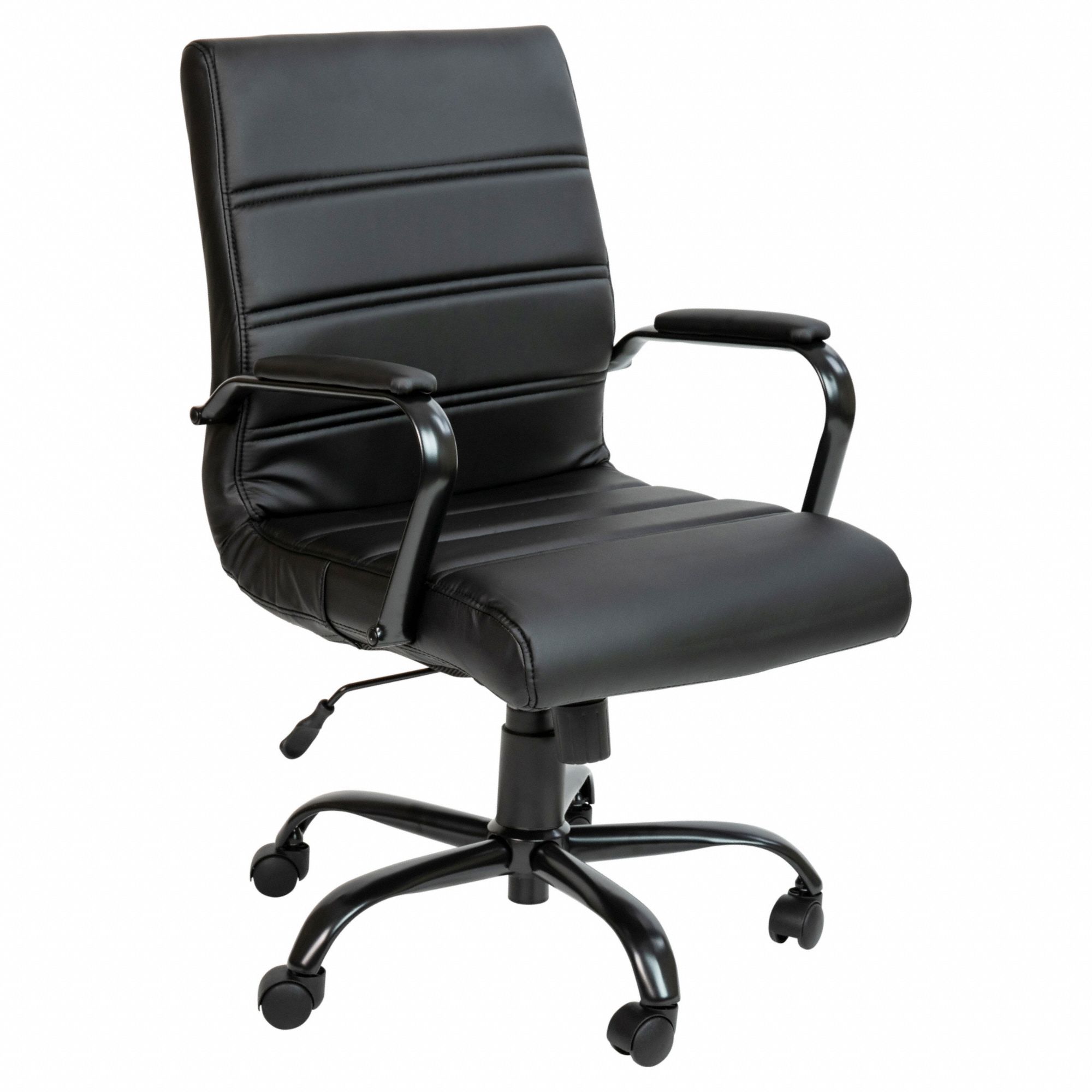 Office Chair: Whitney, Black, Faux Leather Material, 19 1/2 in Back Ht, Tilting Back