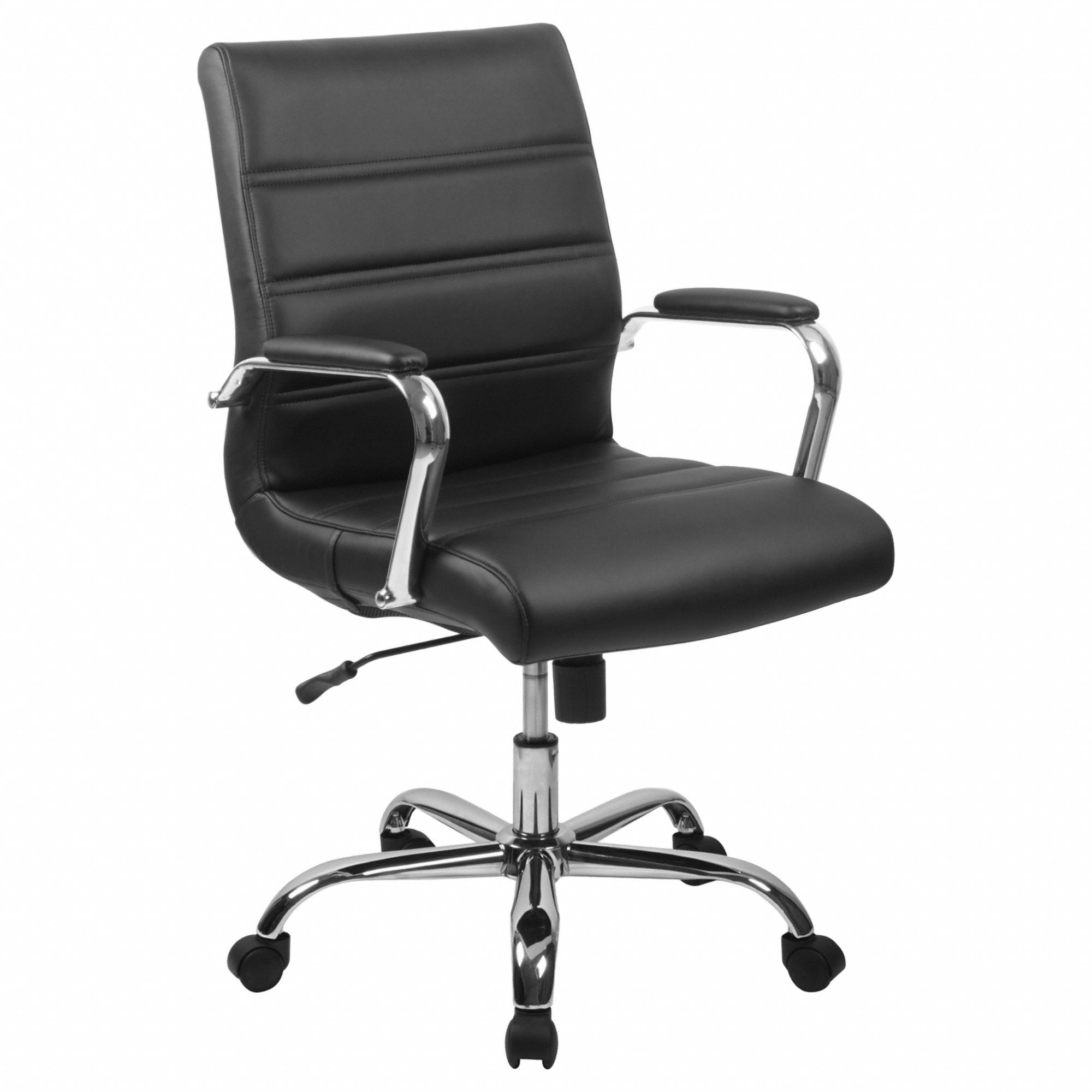 Office Chair: Whitney, Black, Faux Leather Material, 19 1/2 in Back Ht, Tilting Back