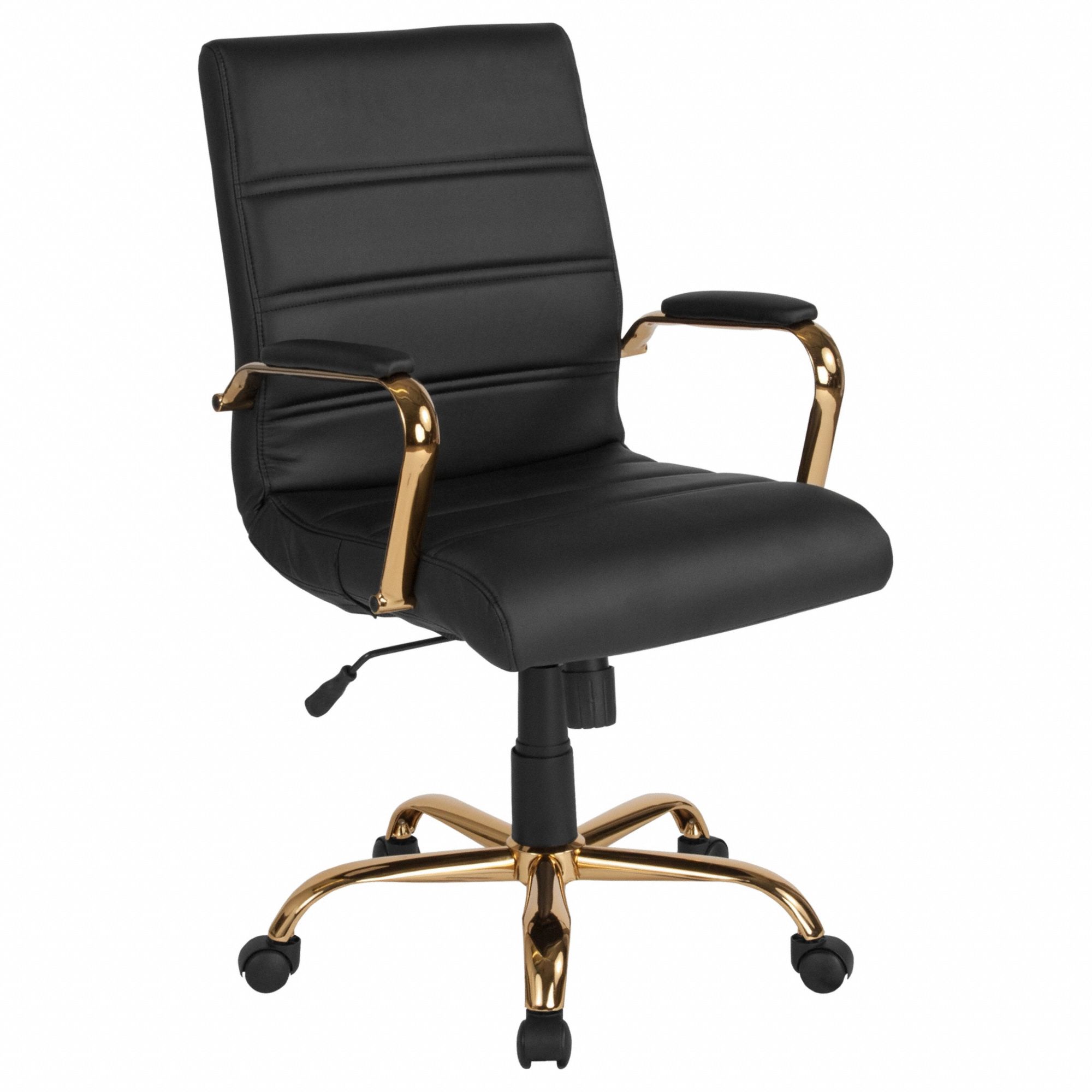 Office Chair: Whitney, Black, Faux Leather Material, 19 1/2 in Back Ht, Tilting Back