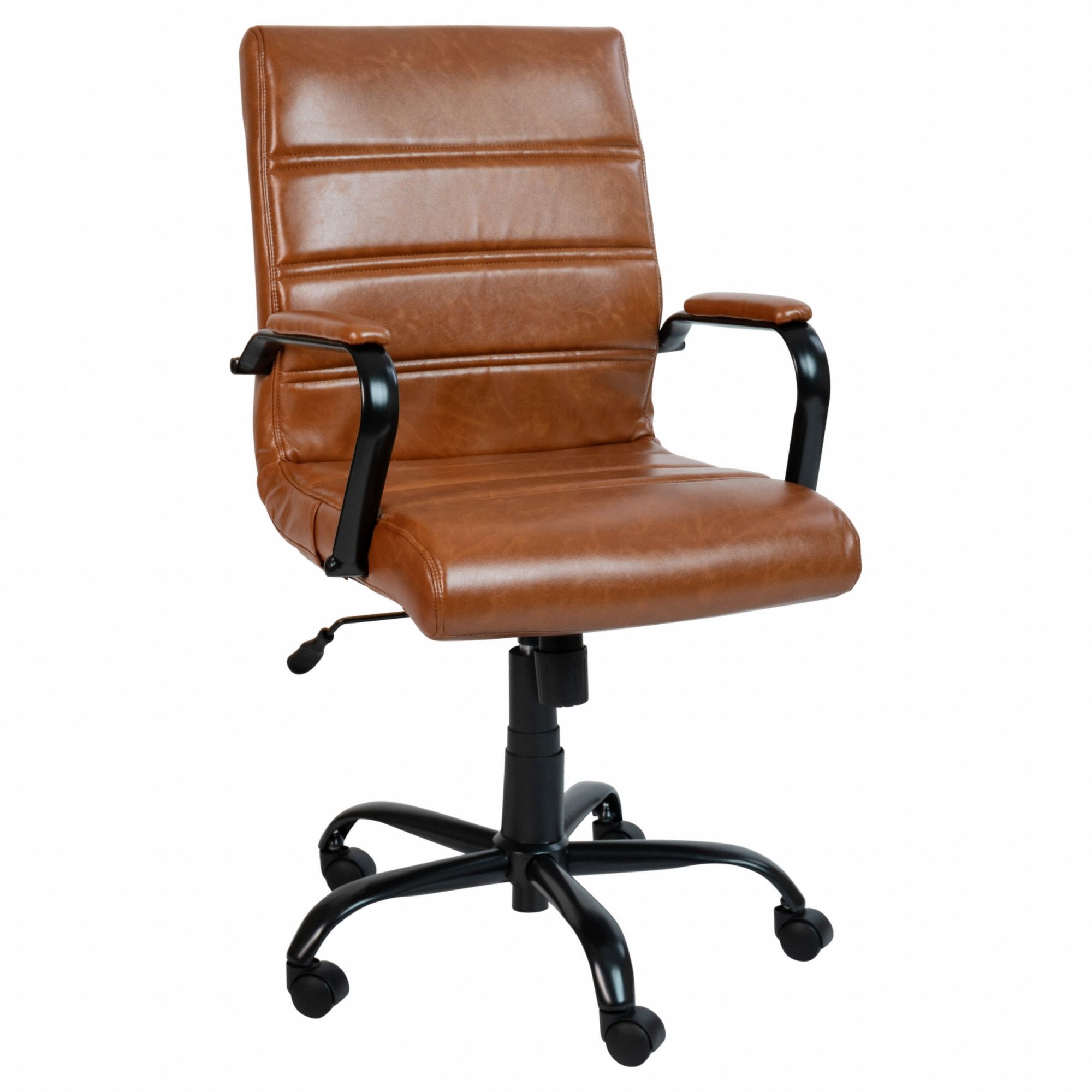 Office Chair: Whitney, Brown, Faux Leather Material, 19 1/2 in Back Ht, Tilting Back