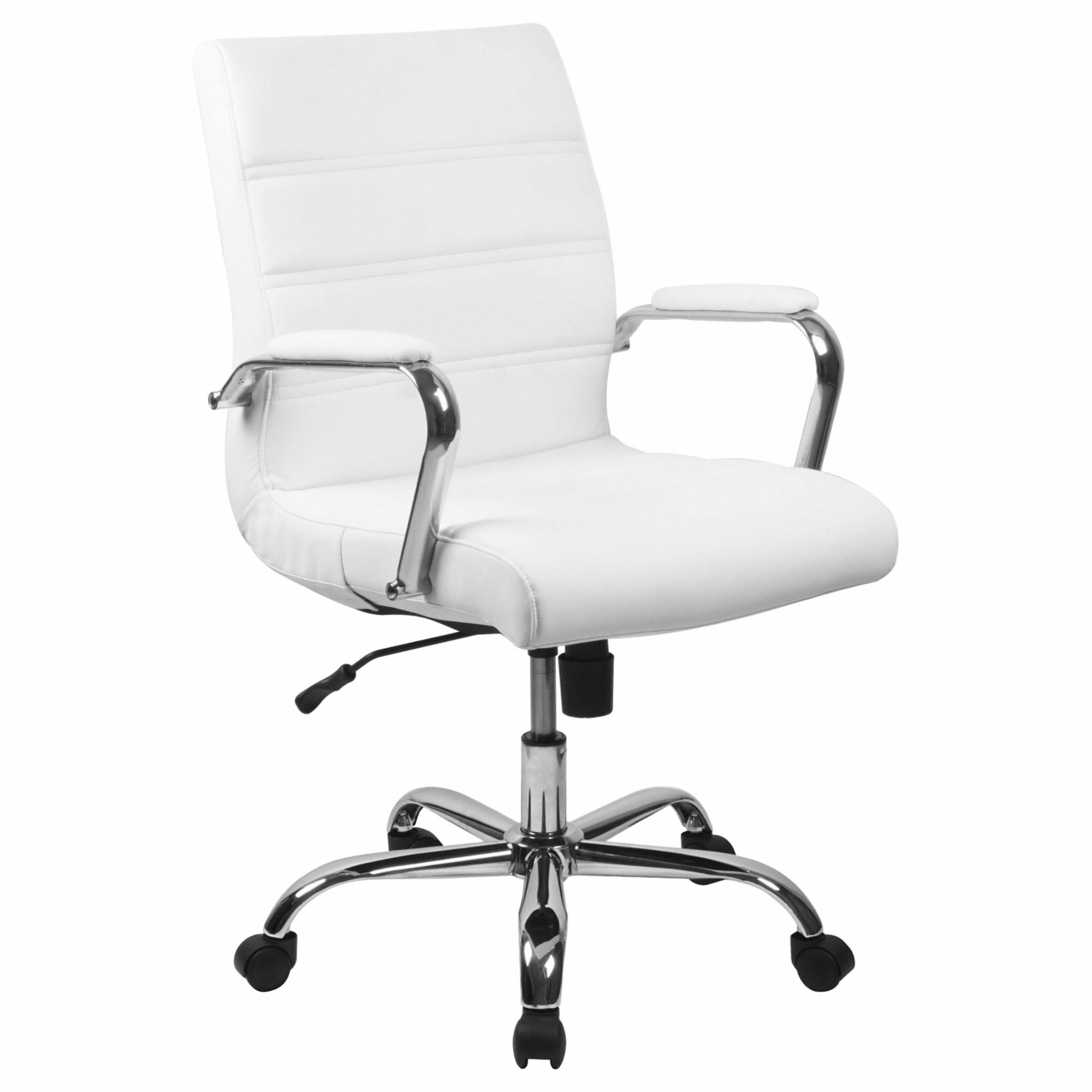 Office Chair: Whitney, White, Faux Leather Material, 19 1/2 in Back Ht, Tilting Back