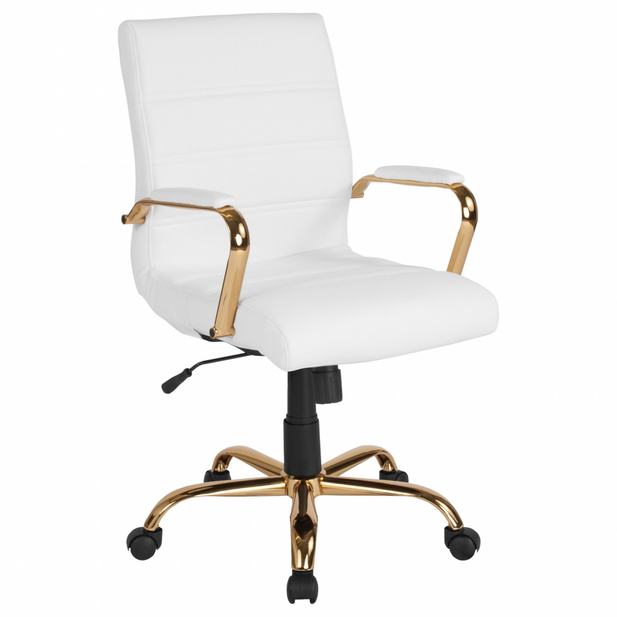 Office Chair: Whitney, White, Faux Leather Material, 19 1/2 in Back Ht, Tilting Back