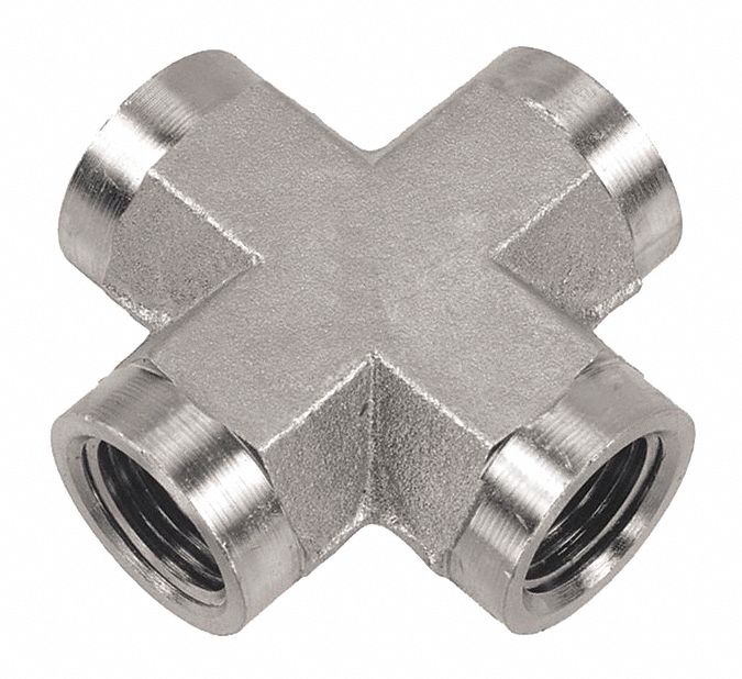 PIPE CROSS, STRAIGHT, FEMALE, NPTF THREAD TYPE, 4 CONNECT, 3/4 IN X 3/4