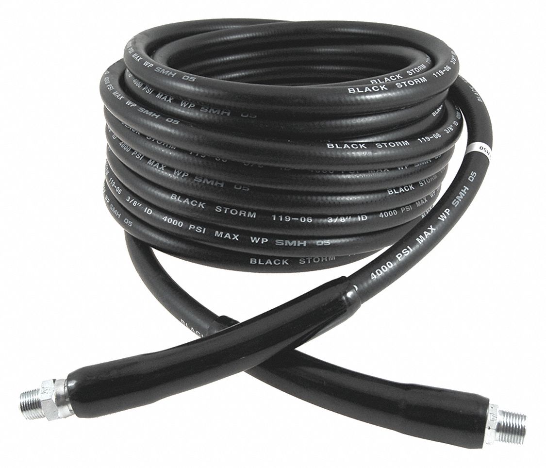 PRESSURE WASH HOSE ASSY,4:1 SFTY,BLK,3/8 IN INSIDE DIA/0.71 IN OUTSIDE DIA X 100 FT L