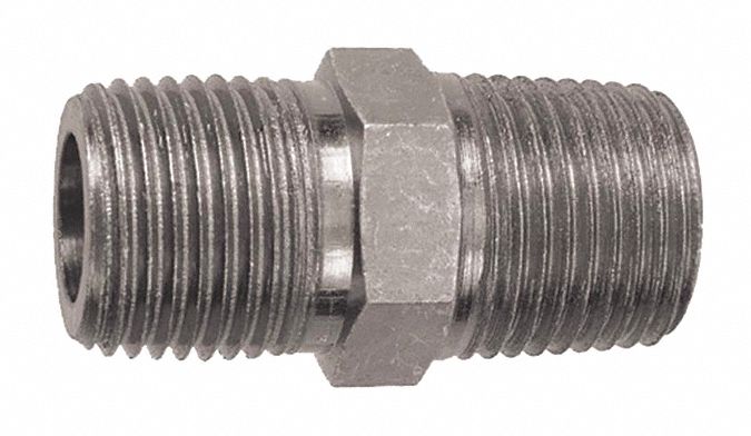 HYD PIPE HEX NIPPLE, RIGID, GREY, 1/2