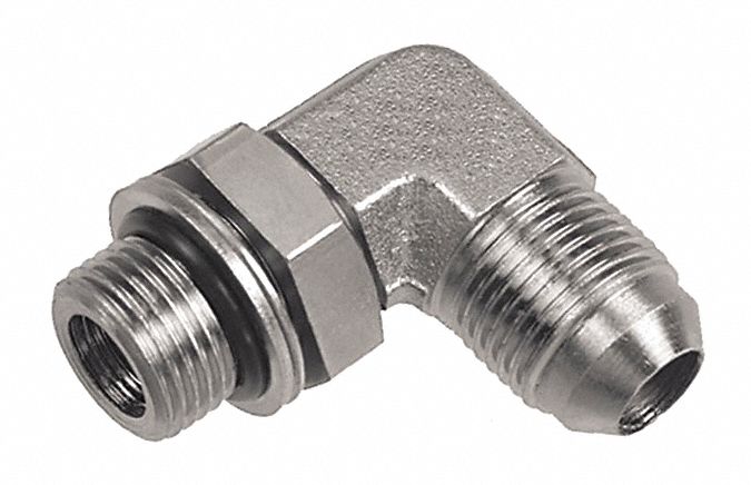 CONNECTEUR HYD, 90, M18X1.5MM, 3/4 PO -16, TAILLE TROU TABLEAU BORD -1808, ACIER AU CARBONE / ZINC