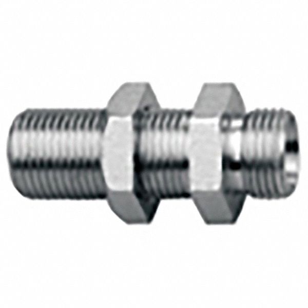 HYDRAULIC ADAPTOR, MALE DIN LIGHT/MALE DIN LIGHT, M36 X 2 IN/M36 X 2 IN/HOLE SZ 28, CARBON STEEL/ZN