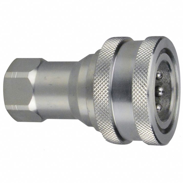 QUICK COUPLING, POPPET VALVE, 4350 PSI, 1/2 IN NPTF, STEEL/SS/ZINC/BUNA-N