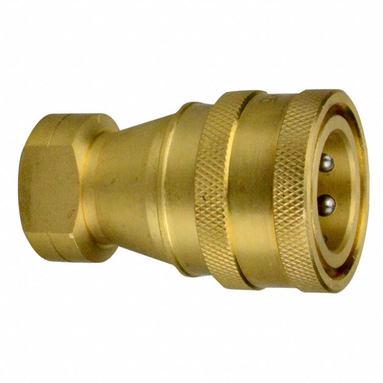 QUICK COUPLING, POPPET VALVE, 3045 PSI, 1/8 IN NPTF, BRASS/STAINLESS STEEL/VITON