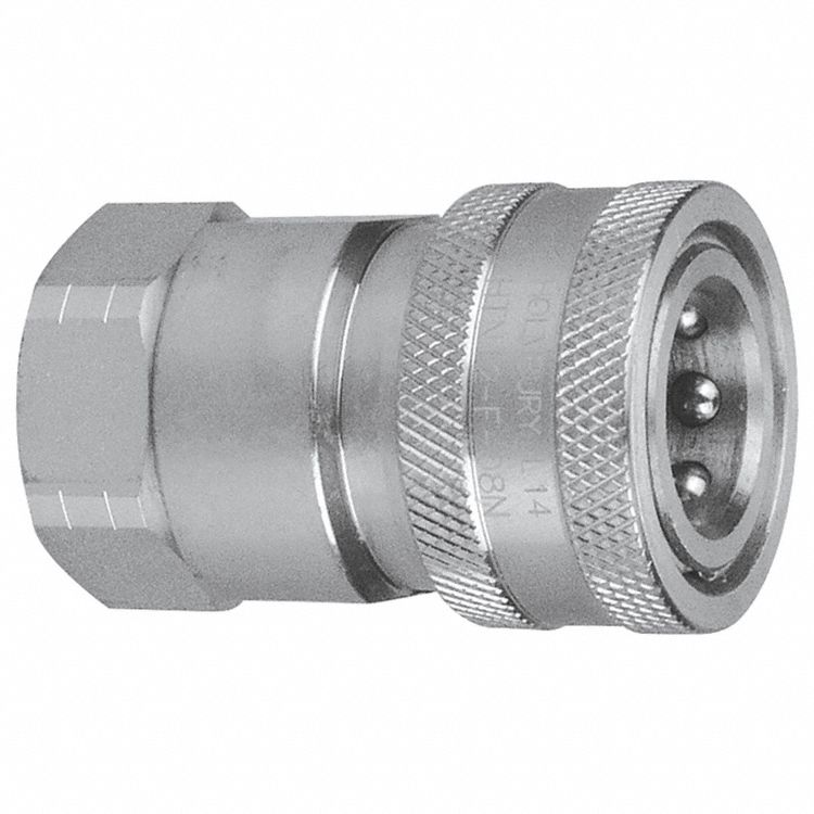 HYDRAULIC COUPLER, POPPET VALVE, 3626 PSI, 3/4 IN NPT, BODY 3/4 IN, STEEL/ZINC/BUNA-N