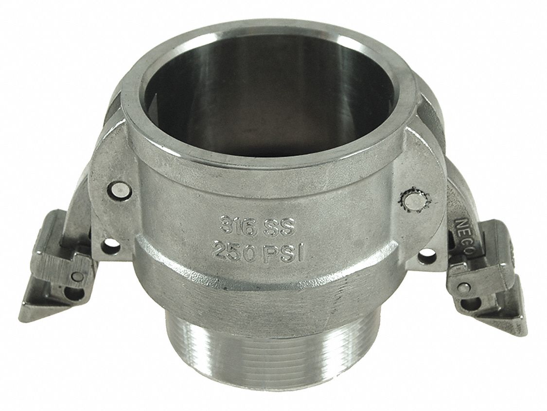 LOCKING TYPE B CAM LOCK, MAX 70 ° F/250 PSI, 2" THREAD, FITTING/COUPLING 2 IN, STAINLESS STEEL/NITRILE