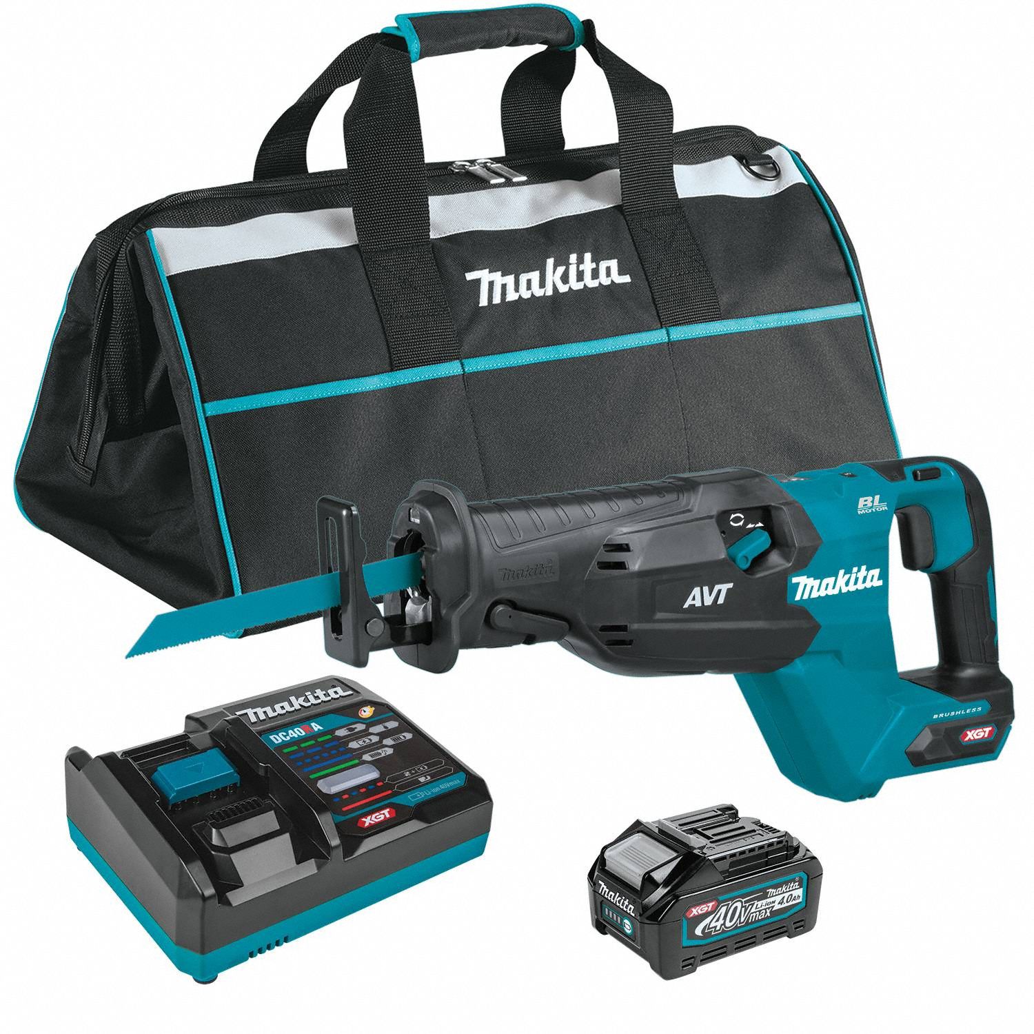 Reciprocating Saw Kit: 1 Battery, 1 Charger, 1 1/4 in Stroke Lg, Orbital, Brushless, XGT®