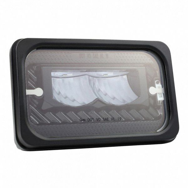 HEAD LAMP, 12 TO 30V, DIECAST ALUMINUM, BLACK, 45.6 W, H4, 3.8 A, 3 YR WARRANTY, VOR SAE HL 19, 4 IN H X 6 IN W