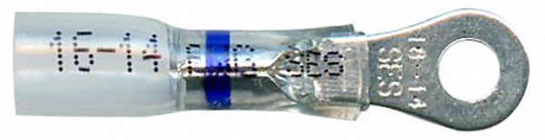 RING TERMINAL, 600V MAX, -67 ° F TO 257 ° F, 14 AWG TO 16 AWG, HEAT SHRINK, 15 PK
