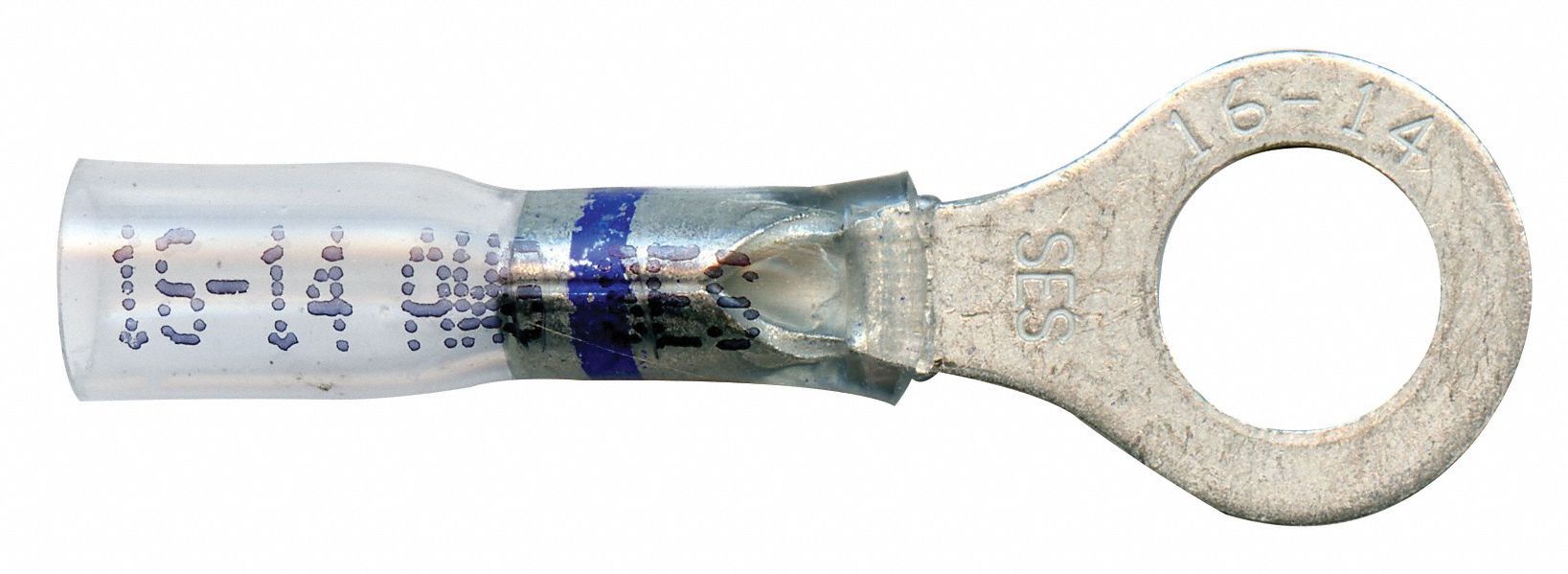 RING TERMINAL, 600V MAX, -67 ° F TO 257 ° F, 14 AWG TO 16 AWG, HEAT SHRINK, 15 PK