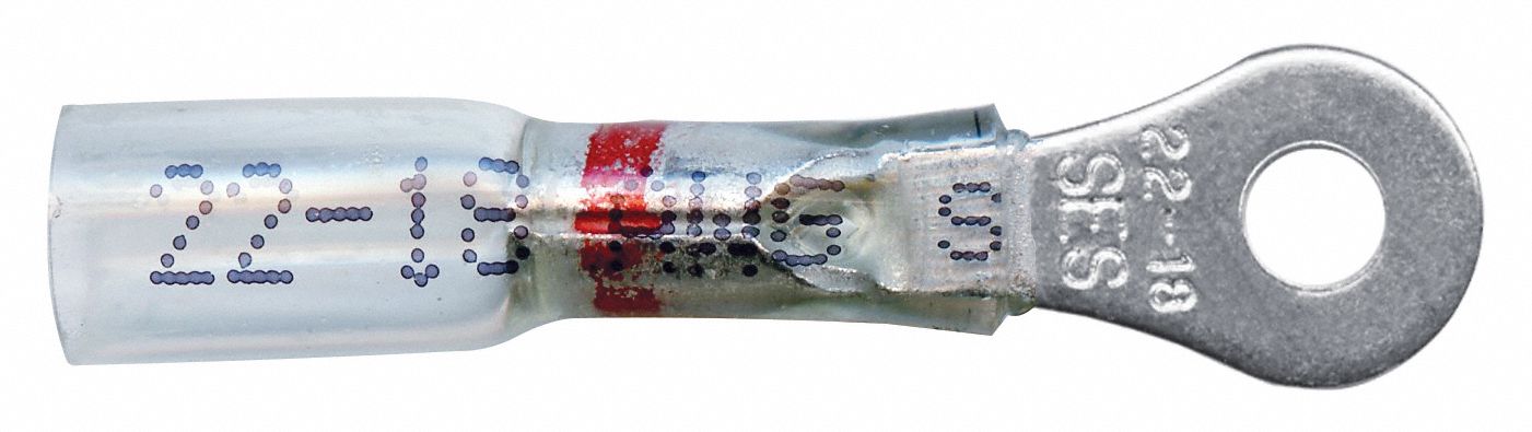 RING TERMINAL,CLEAR/RED,PK15