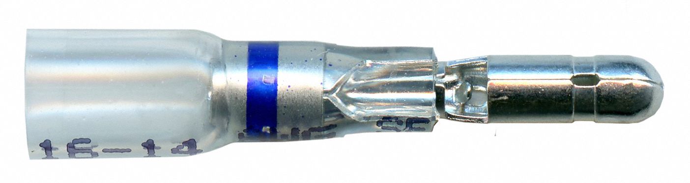 BULLET CONNECTOR, POLYMER, CLEAR, HEAT SHRINK, MALE, 600 V, 15 PK