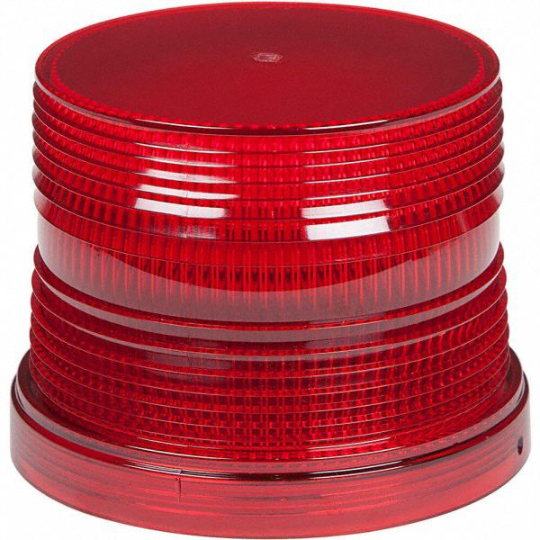 LENS, POLYCARBONATE, DOME, 4 IN L X 3 IN H,RED, FOR BEACONS