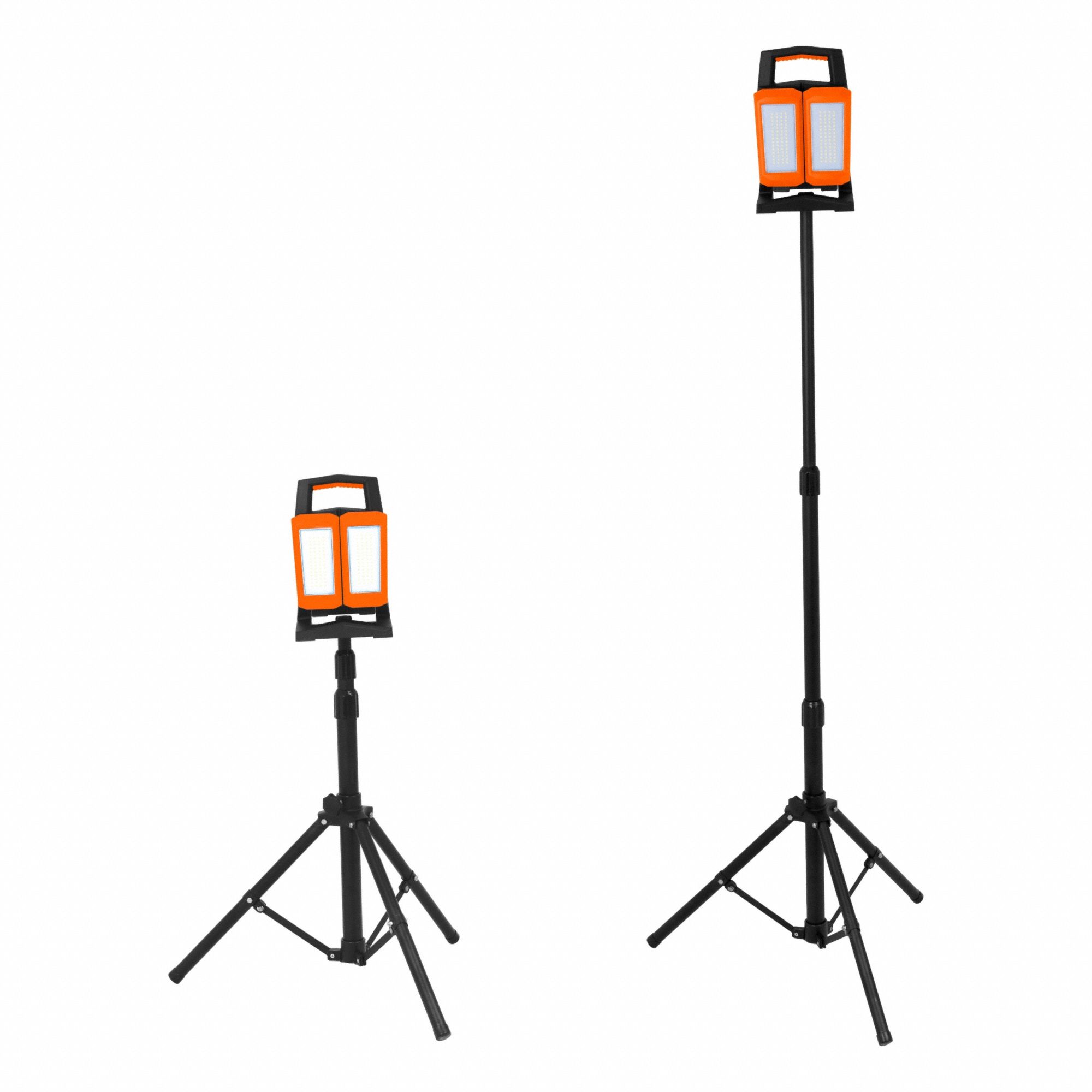 Temporary Job Site Light: 4, 500 lm Max Brightness, LED, 4, 4 Brightness Levels, 2 Lamp Heads